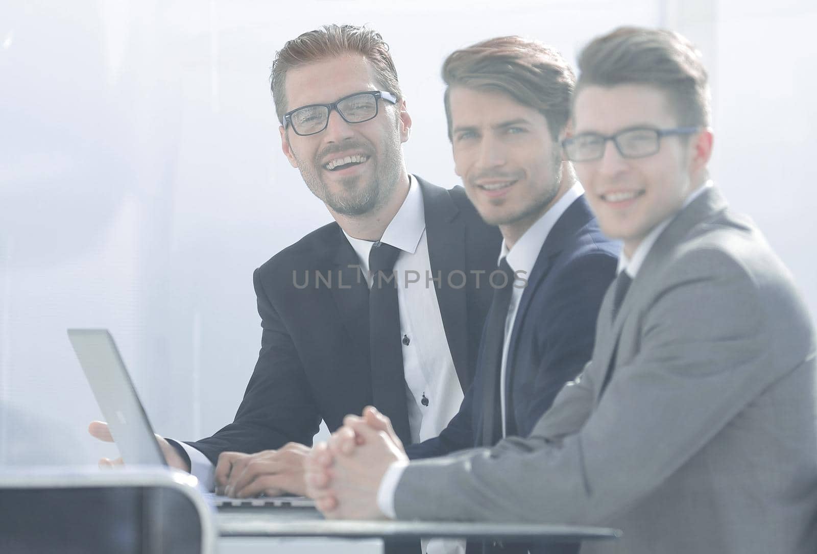 group of business people sitting at the Desk.photo with copy space