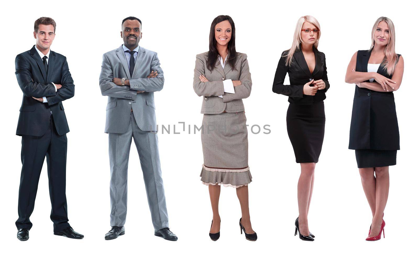 Collage of business people on white background by asdf