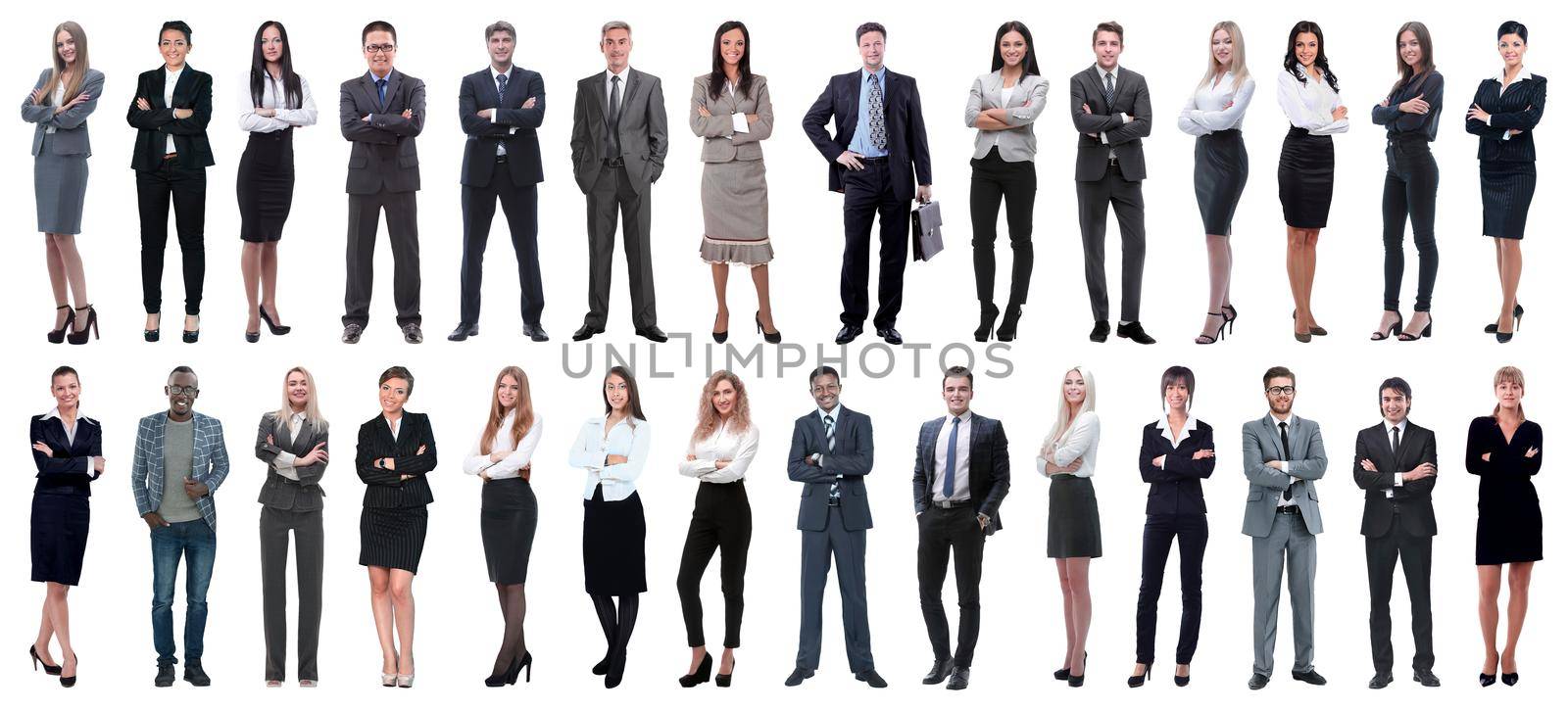 successful business people isolated on white background . photo collage