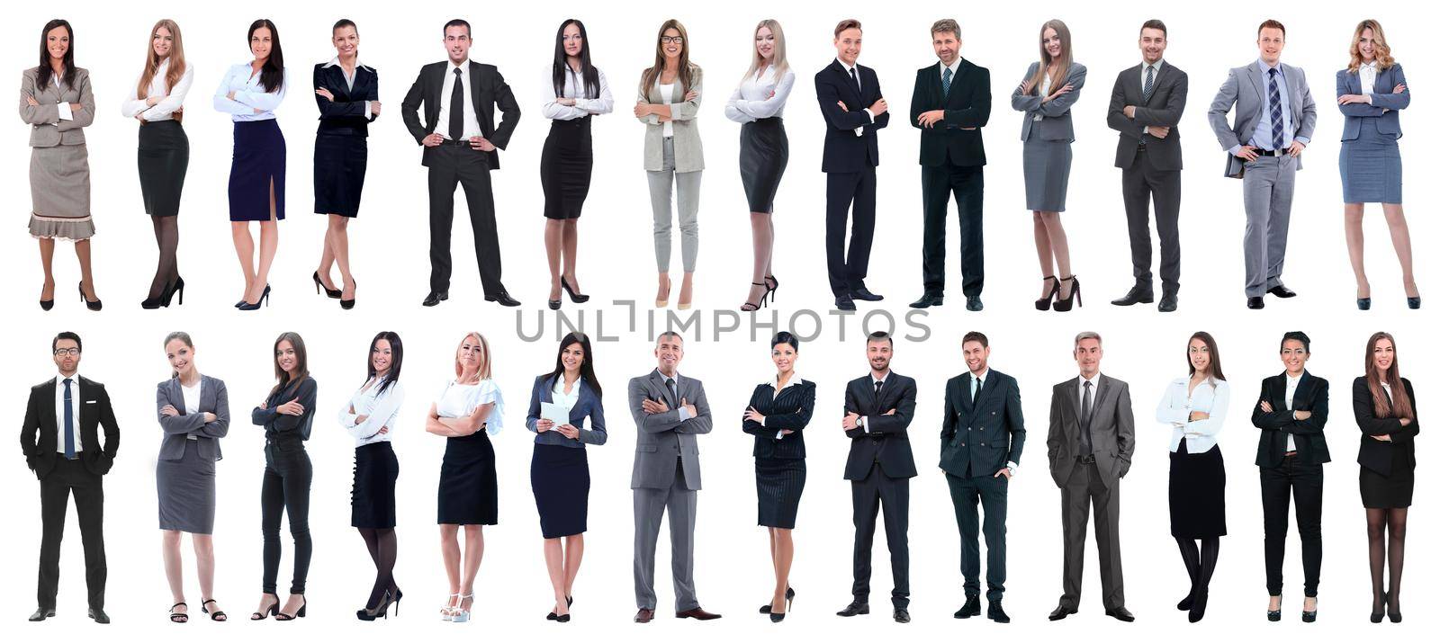 successful business people isolated on white background . photo collage