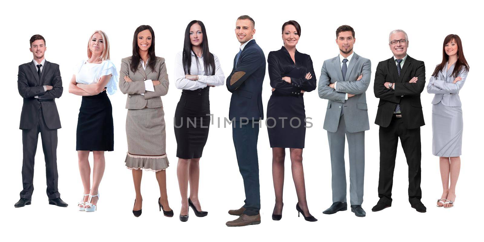 in full growth.professional business team isolated on white by asdf