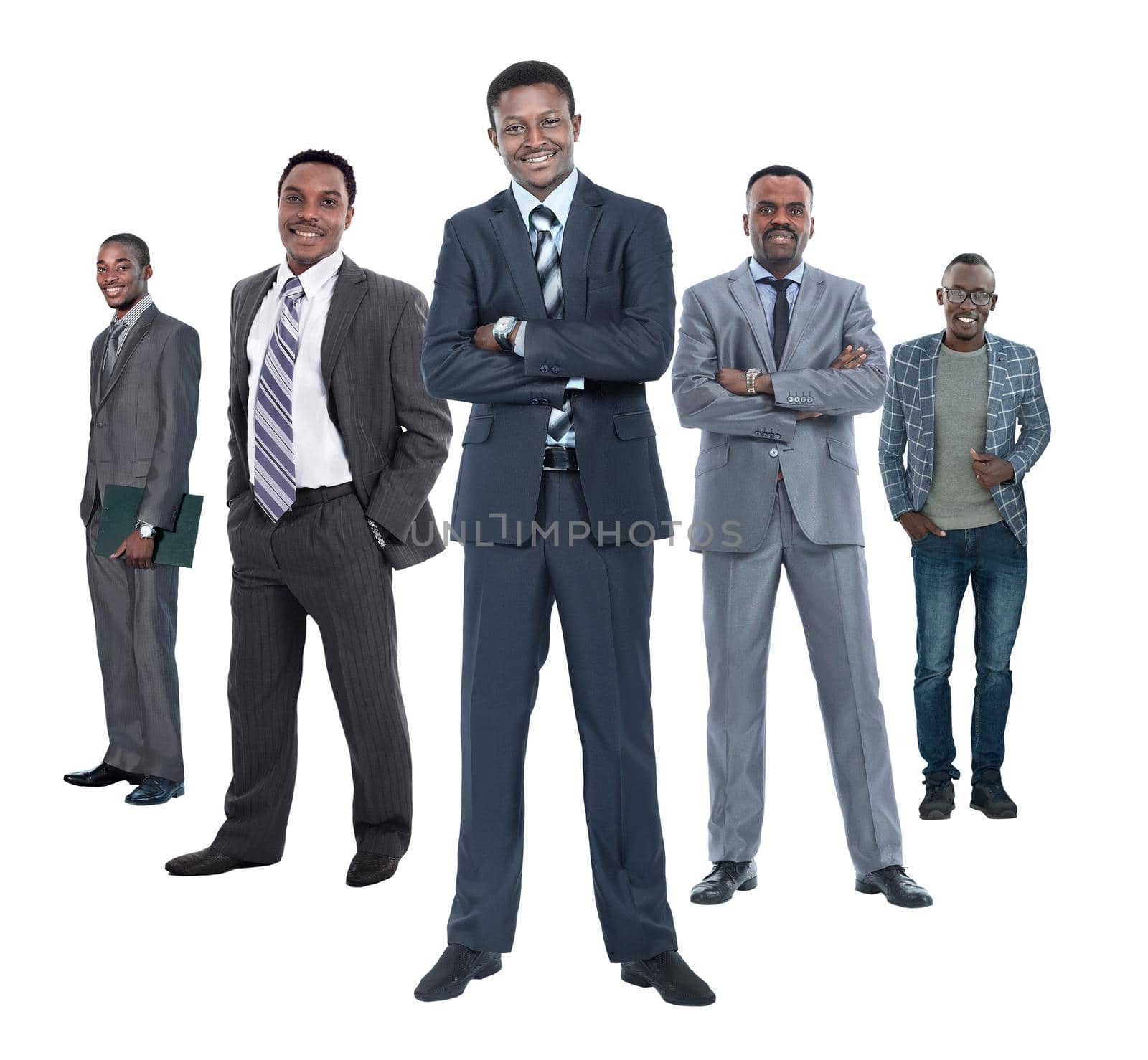 in full growth.leader standing in front of his business team. by asdf