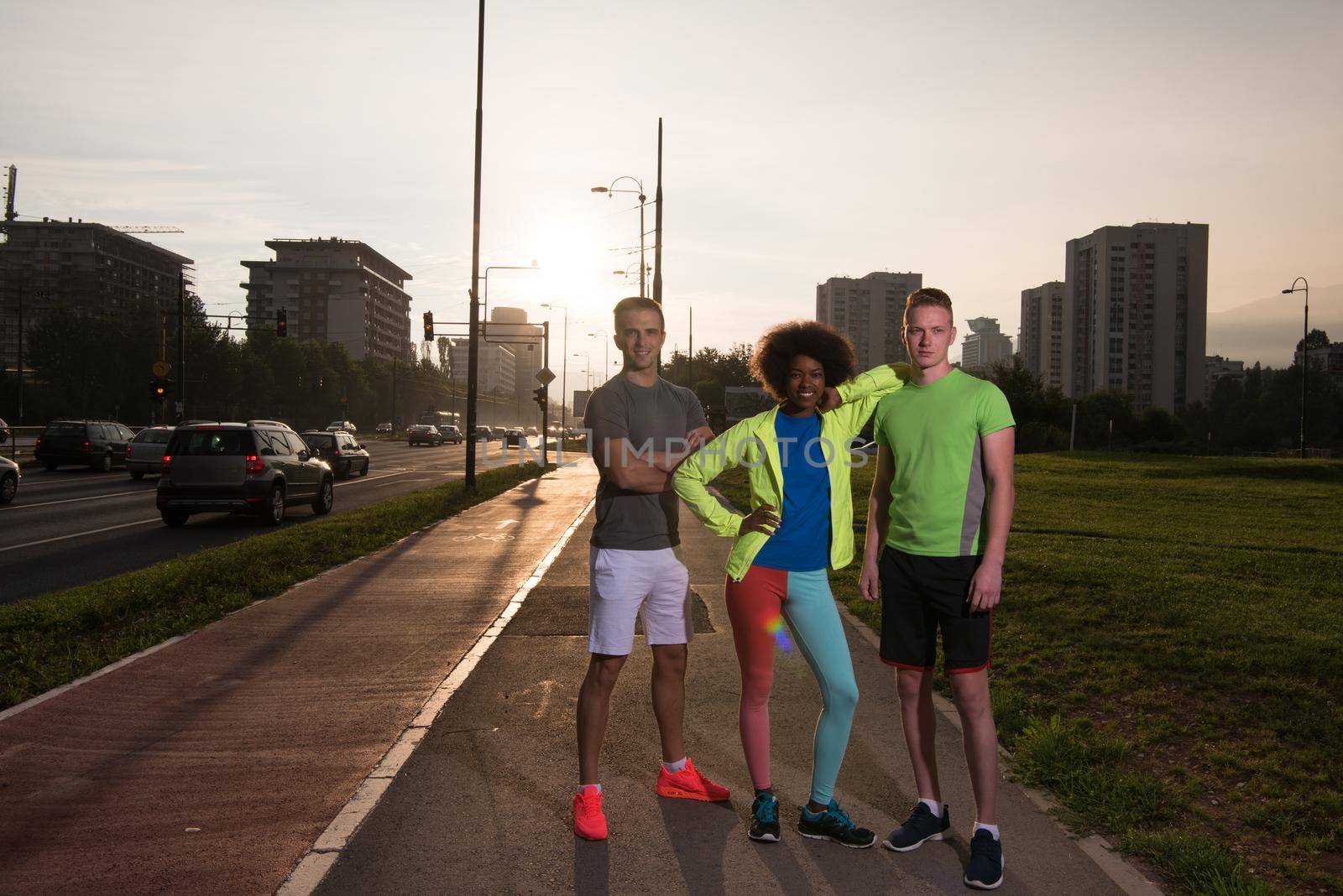portrait multiethnic group of people on the jogging by dotshock