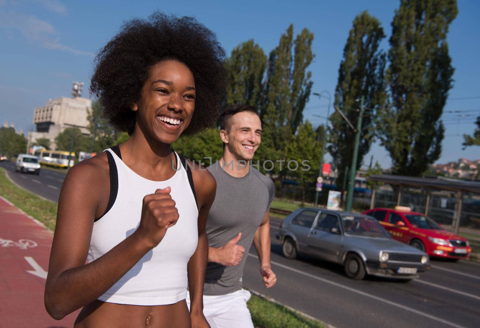multiethnic group of people on the jogging by dotshock