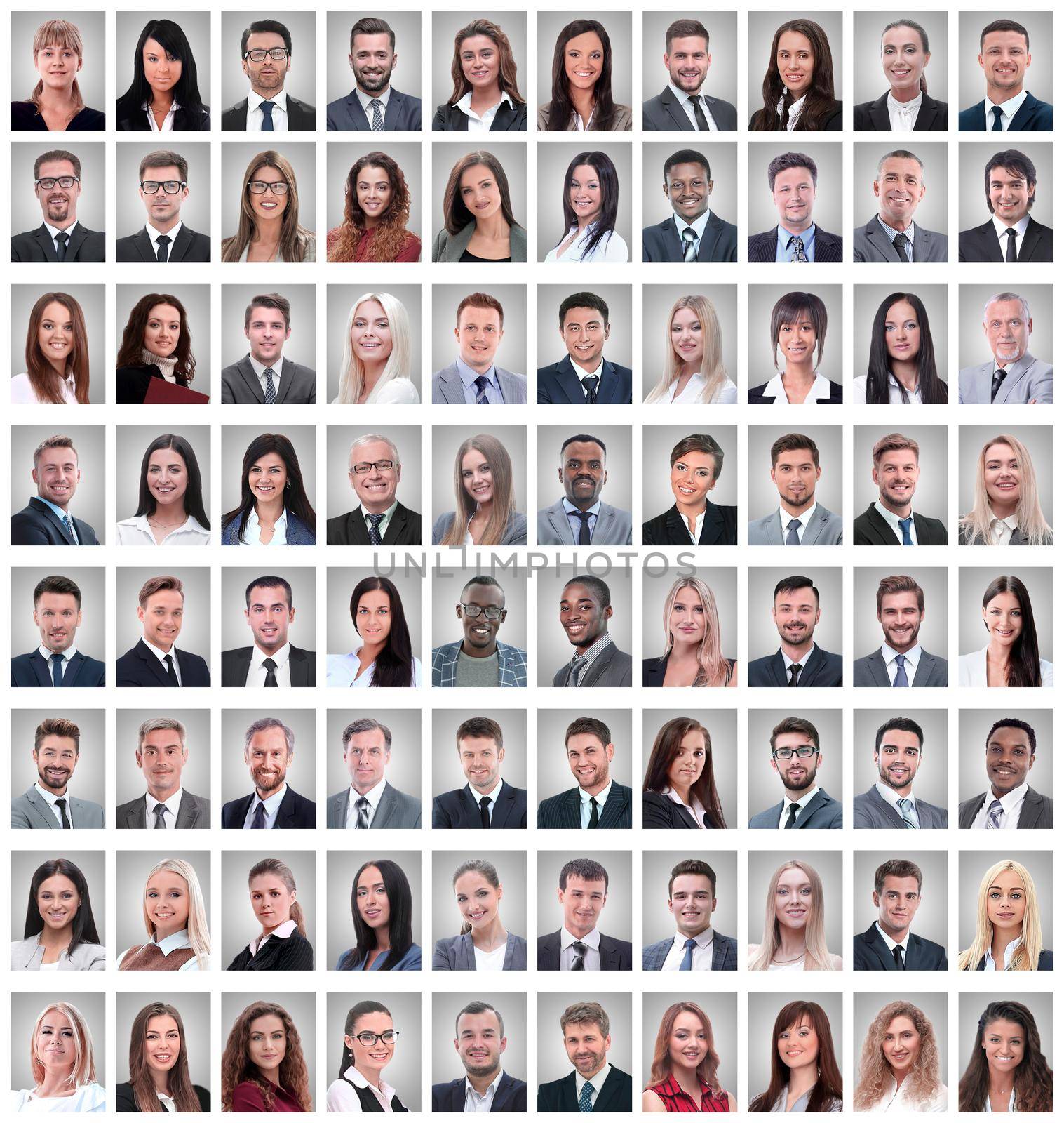 portraits of a group of successful employees isolated on white by asdf