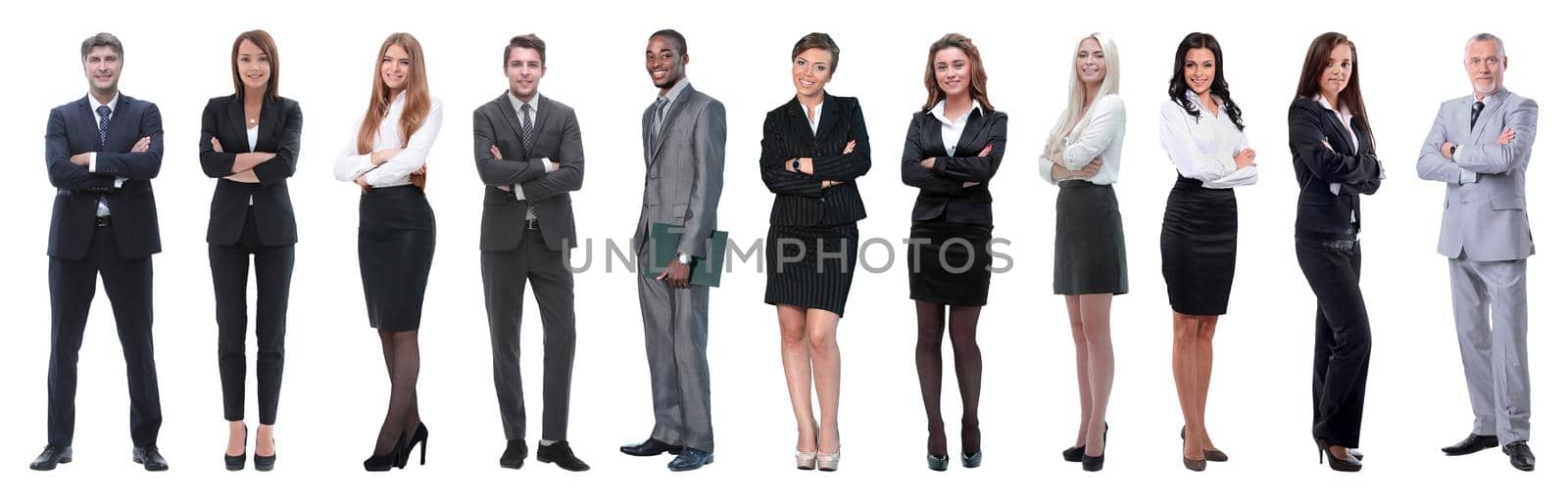 Group of smiling business people. Isolated over white background