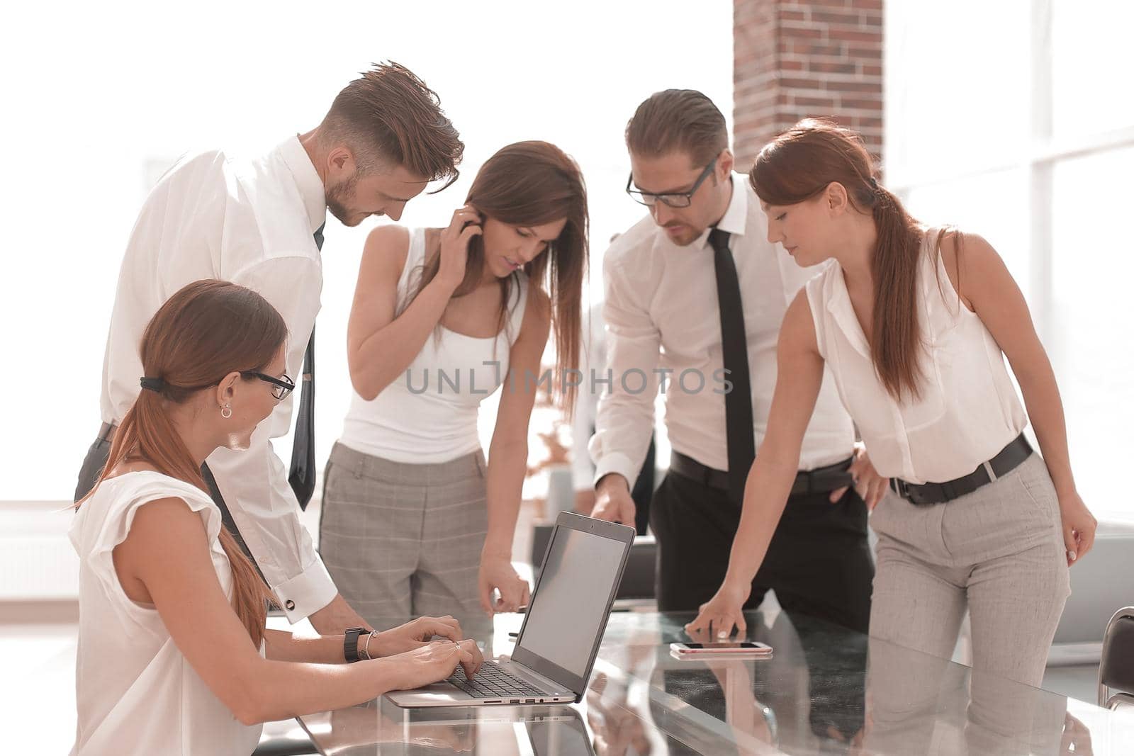 business team discussing new information . photo with copy space