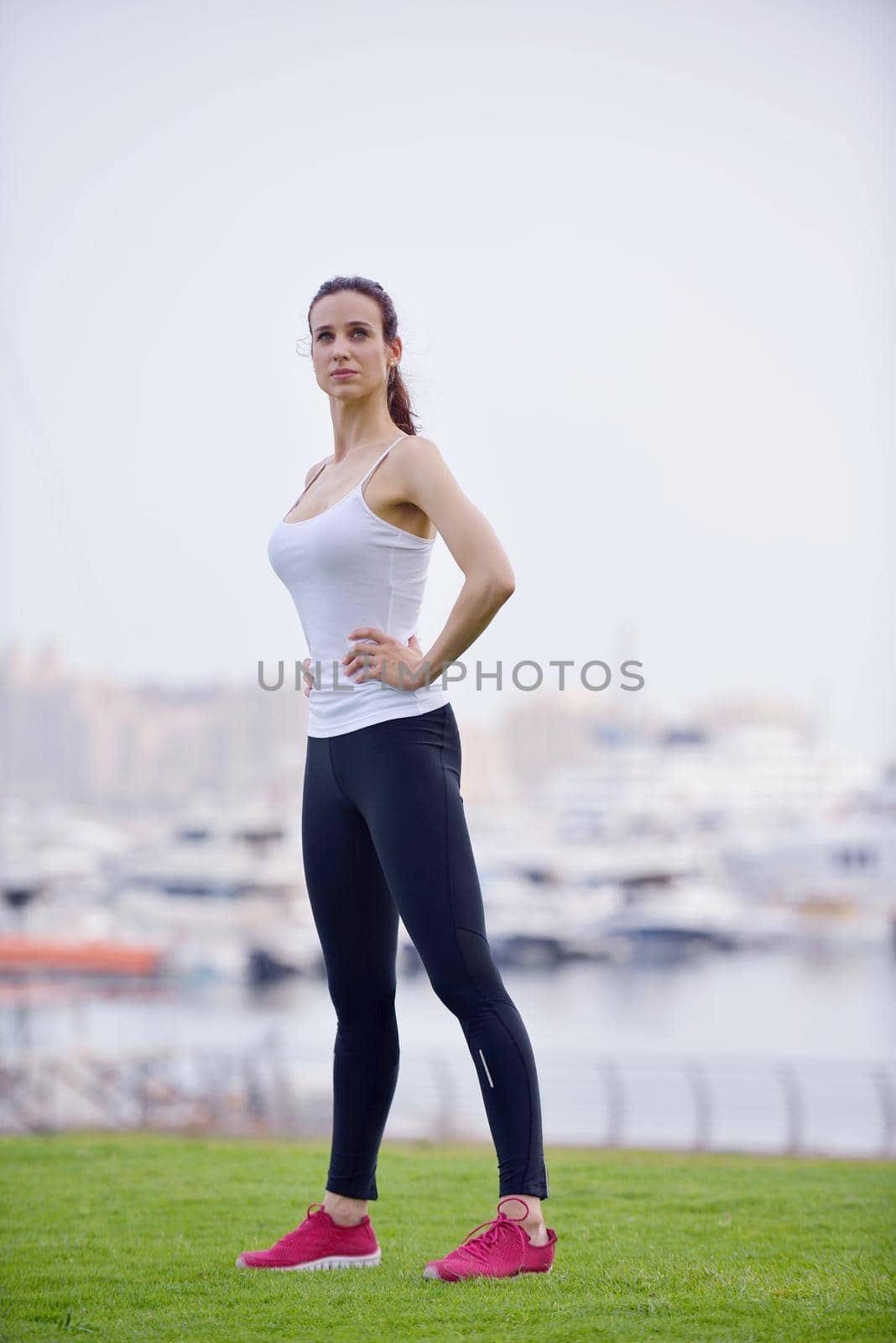 Young beautiful  woman jogging  on morning by dotshock