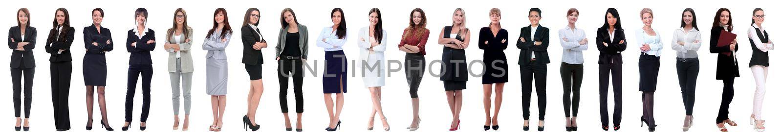collage of successful modern businesswoman. isolated on white background