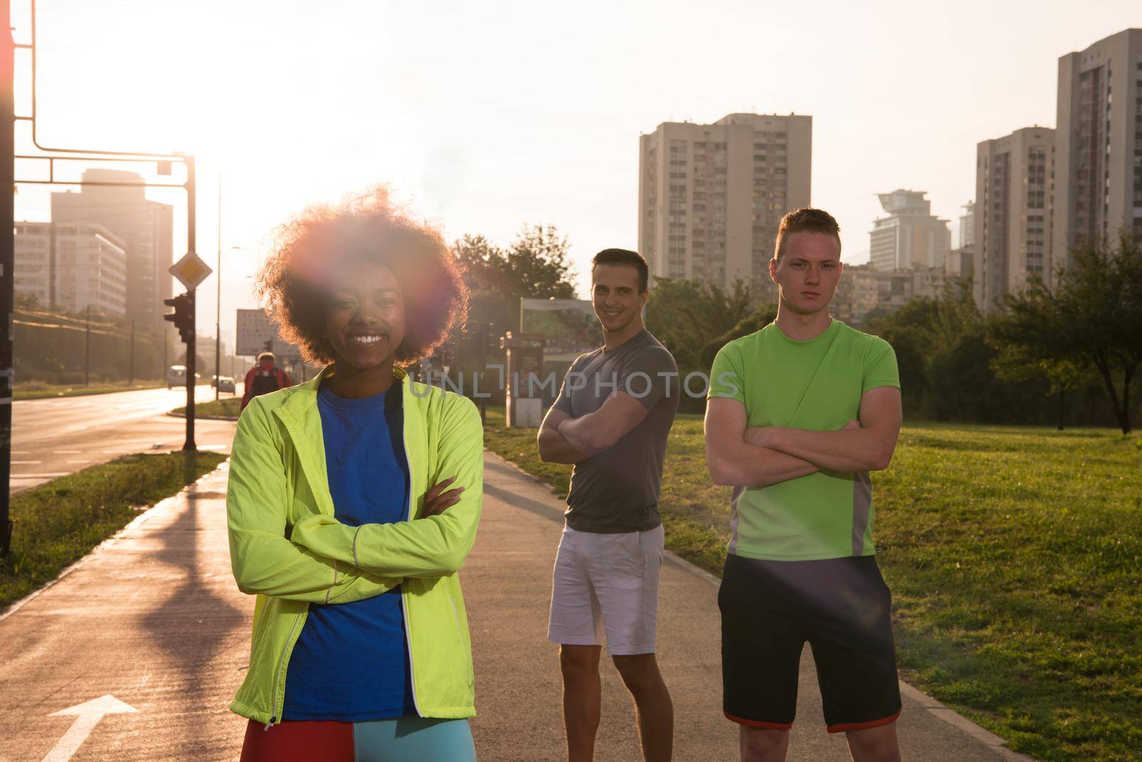 portrait multiethnic group of people on the jogging by dotshock