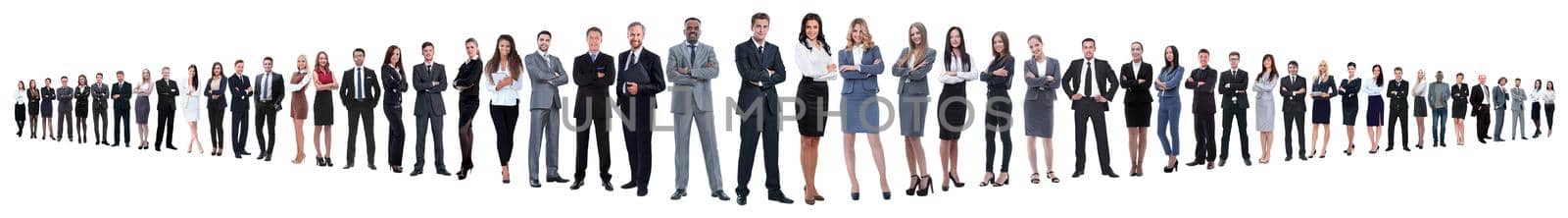 leader and professional business team standing together.isolated on white background.