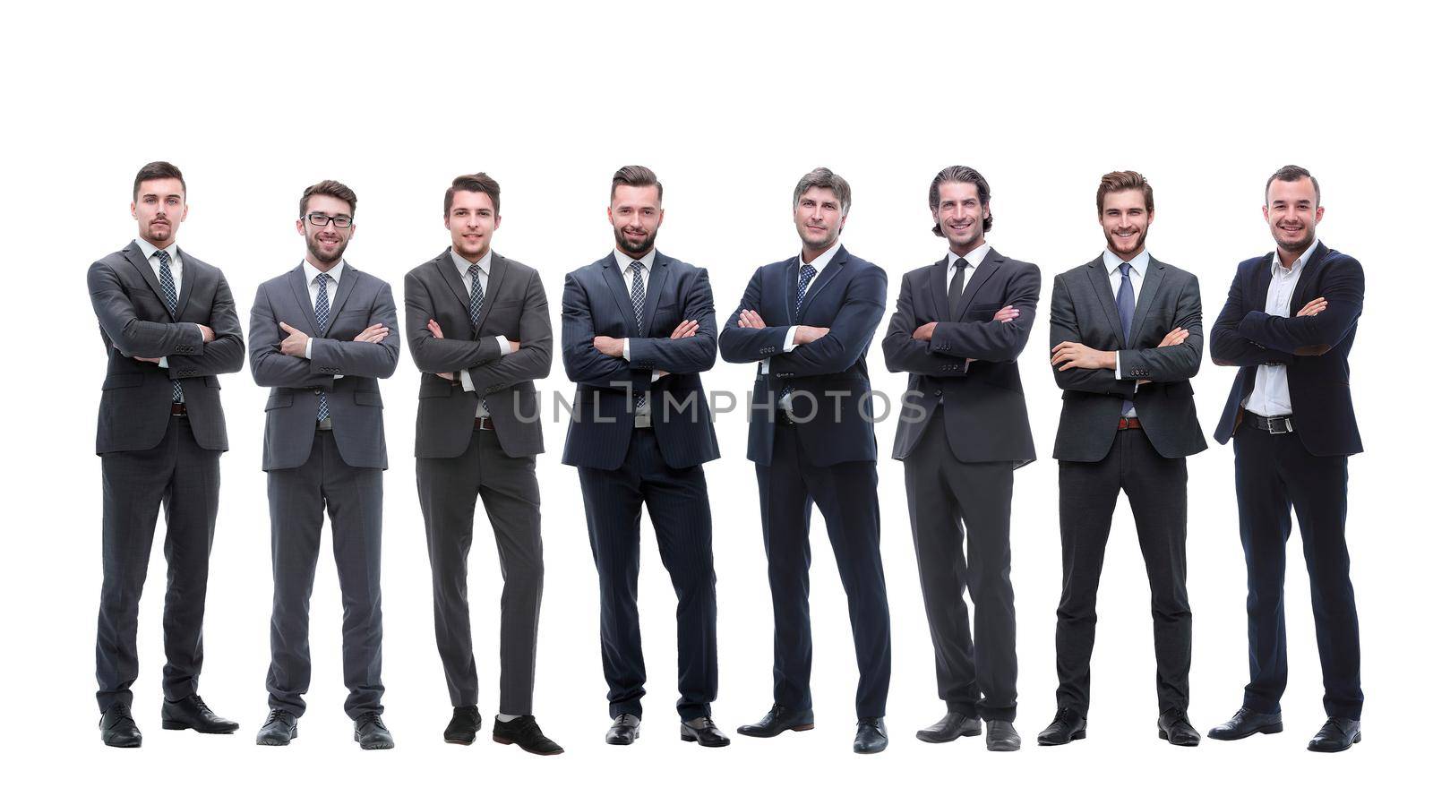 group of successful entrepreneurs standing together. isolated on white by asdf