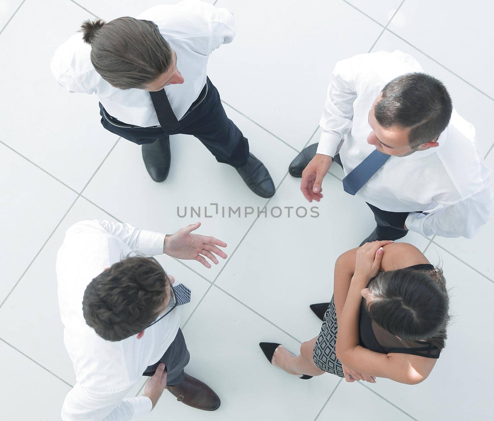 view from the top. the background image of a business team discussing business issues.photo with copy space