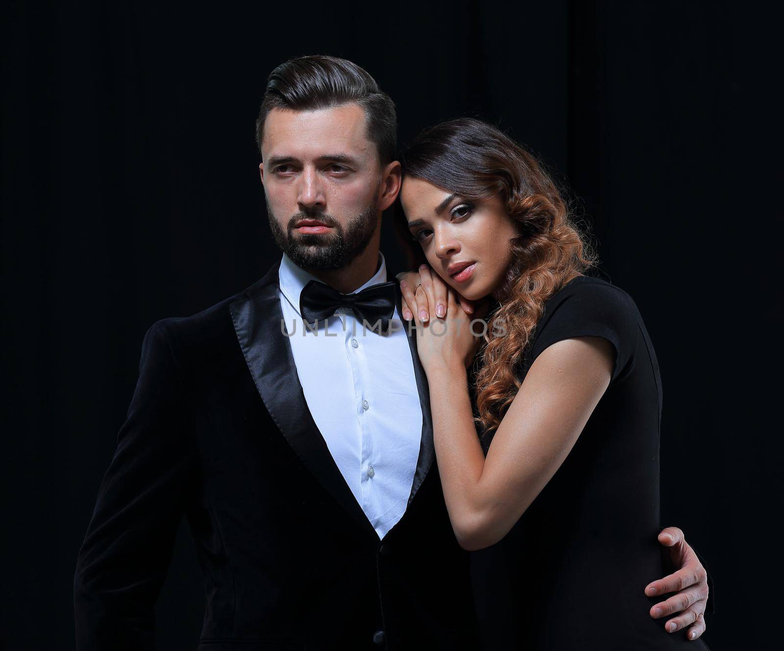 fashion studio photo of beautiful couple in elegant clothes by asdf