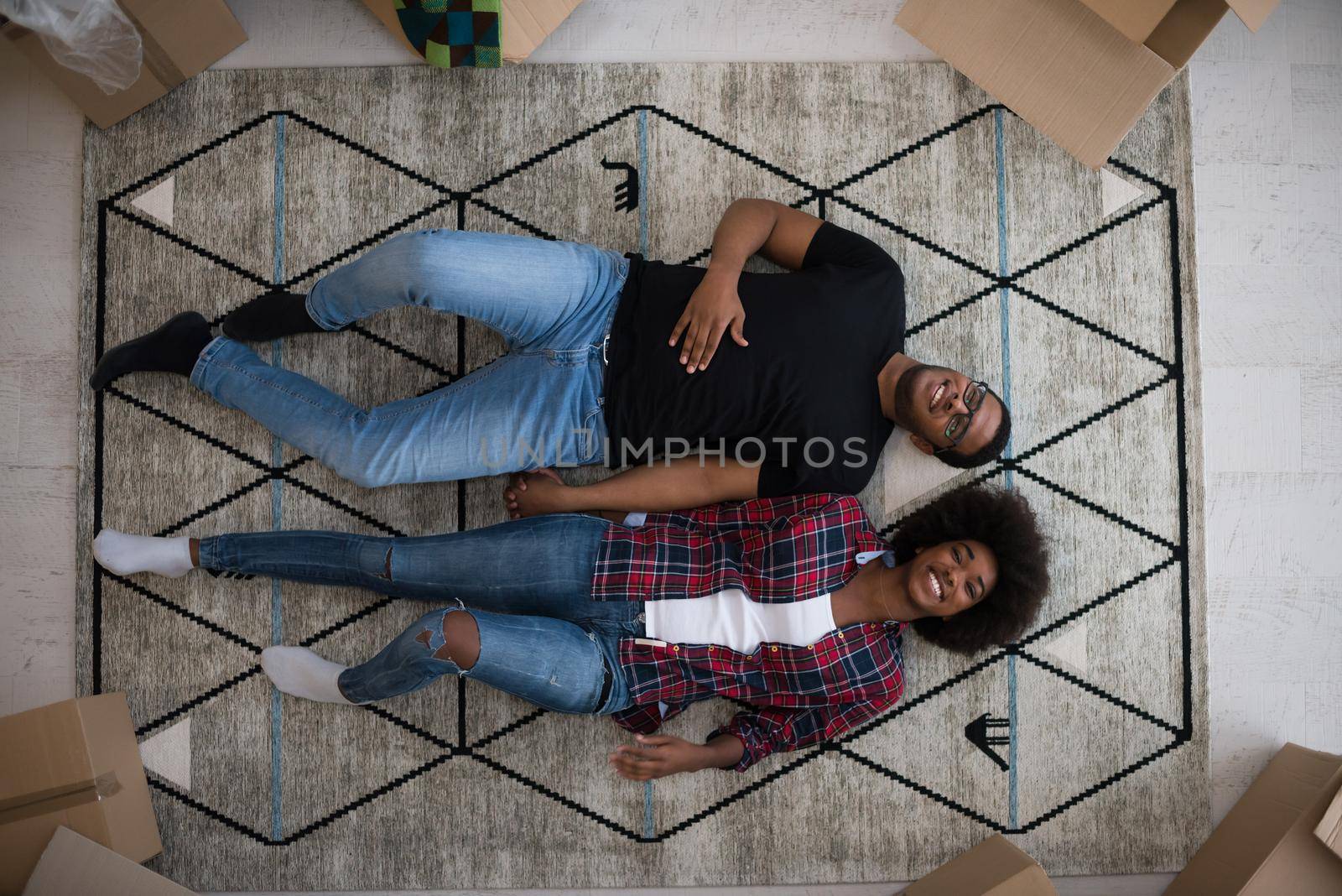 Top view of attractive young African American couple by dotshock