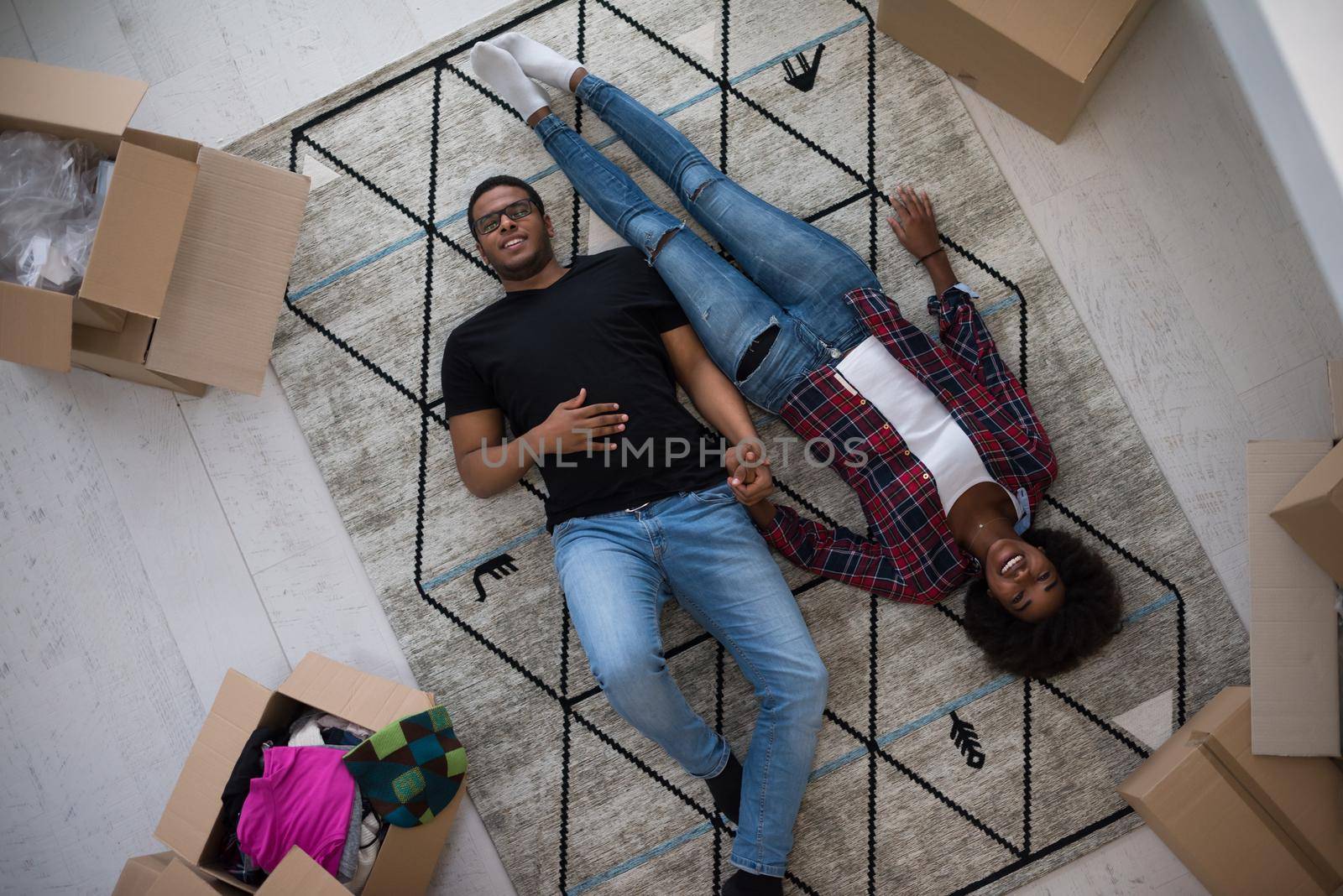 Top view of attractive young African American couple by dotshock