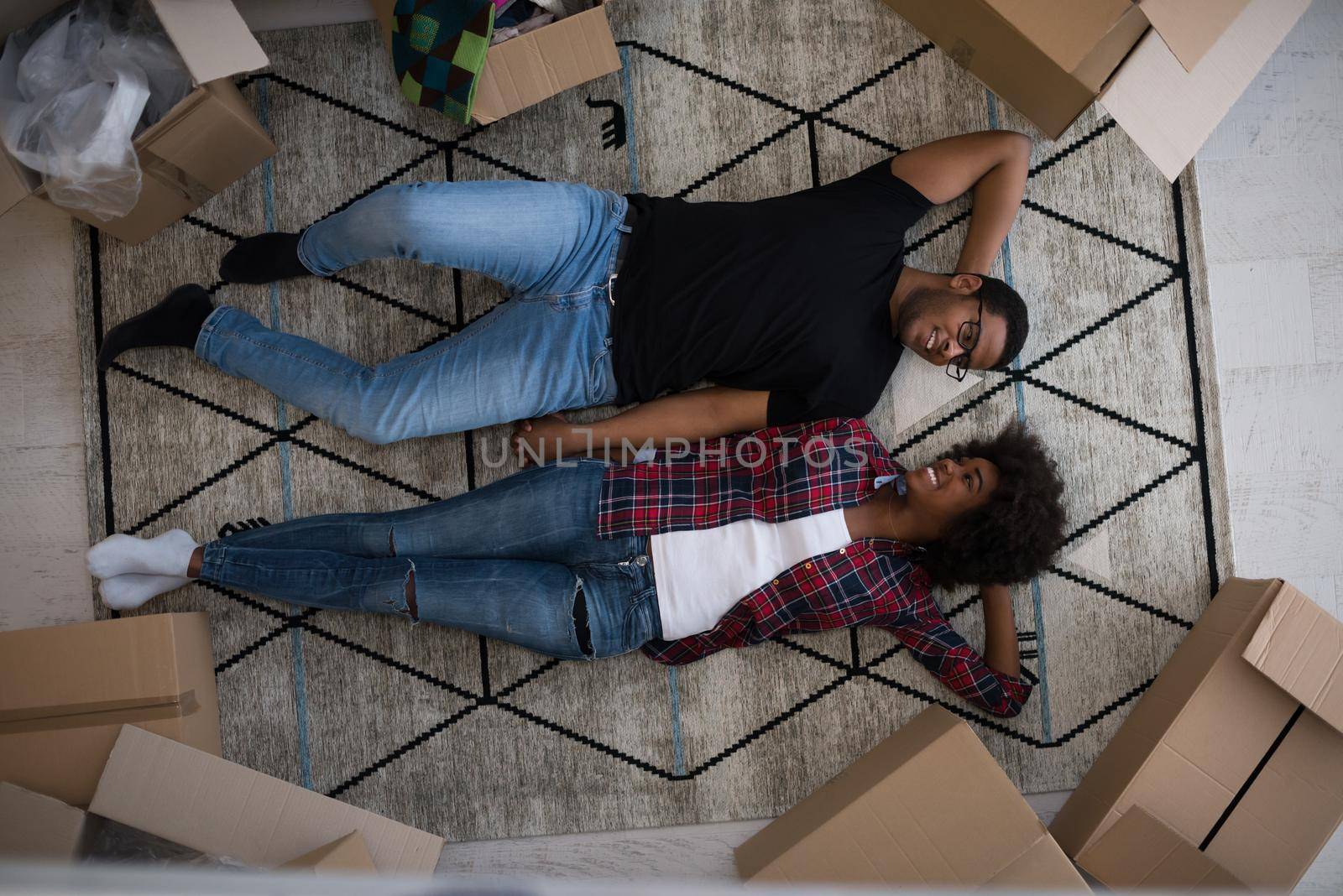 Top view of attractive young African American couple by dotshock