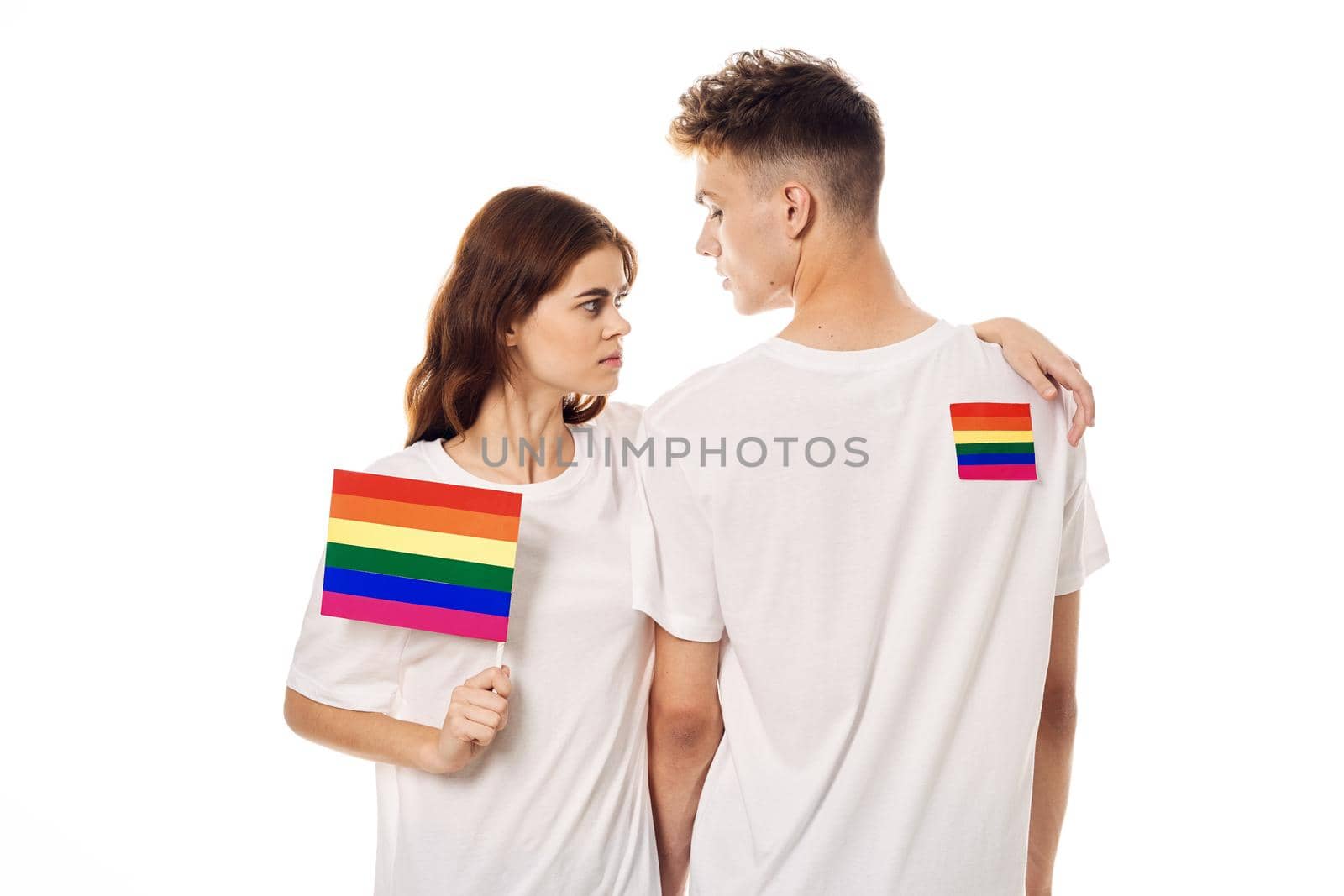 couple Flag lgbt transgender sexual minorities light background by Vichizh