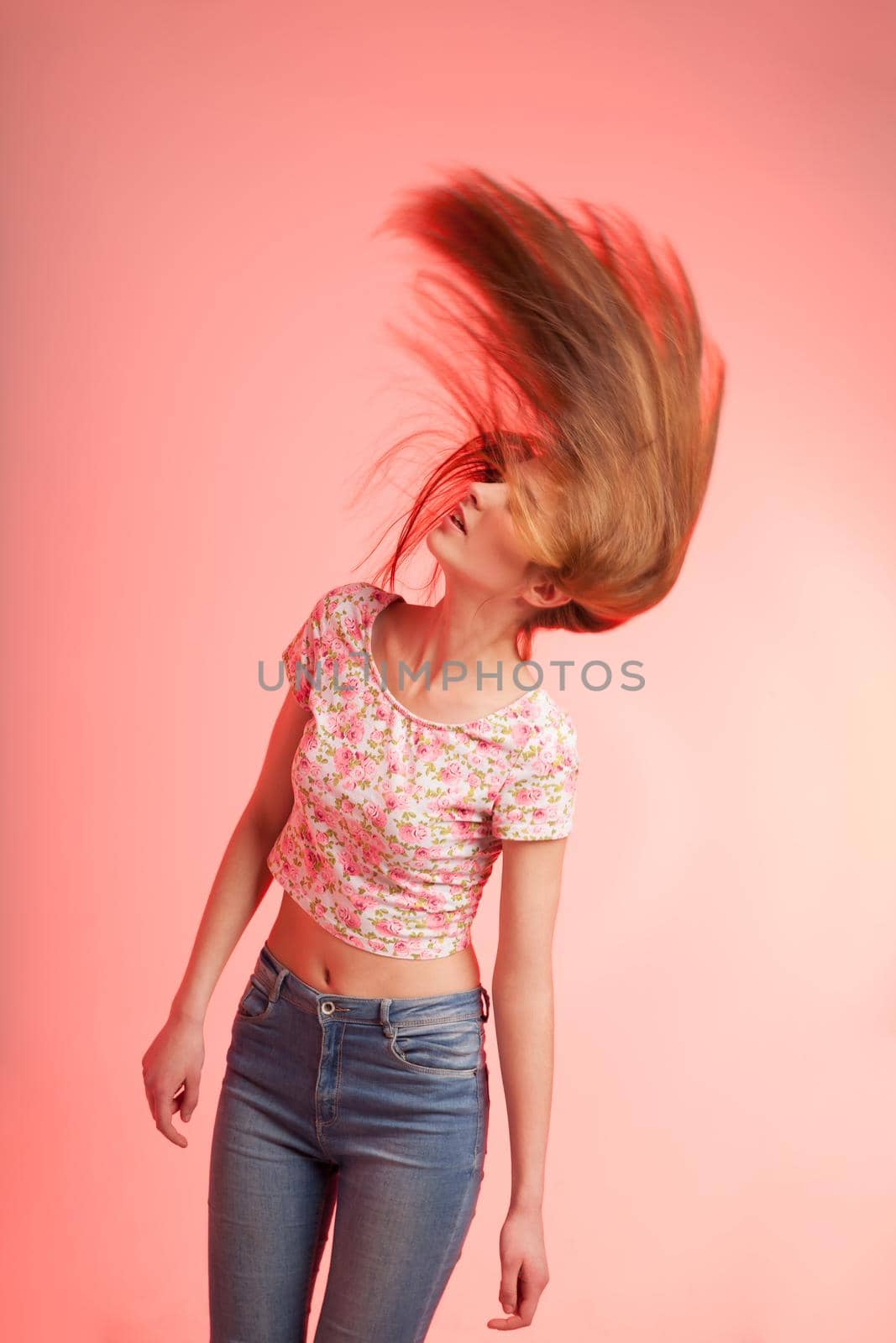 cute modern girl posing in the Studio .photo with space for text