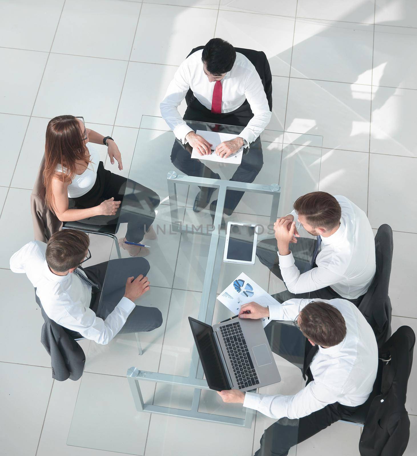 view from the top.meeting of shareholders of the company at the round - table.