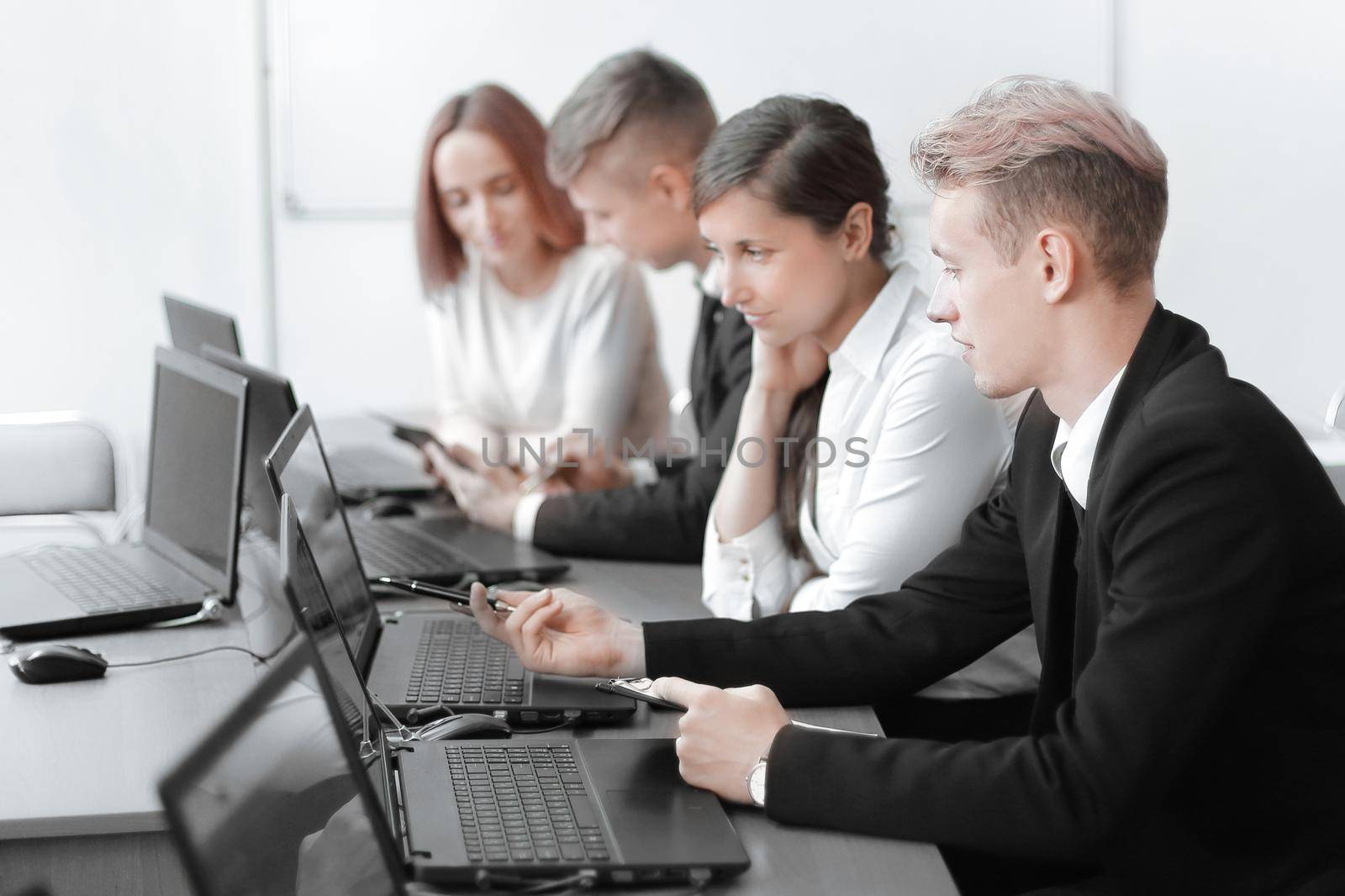 business team working with financial documents in the office.people and technology.