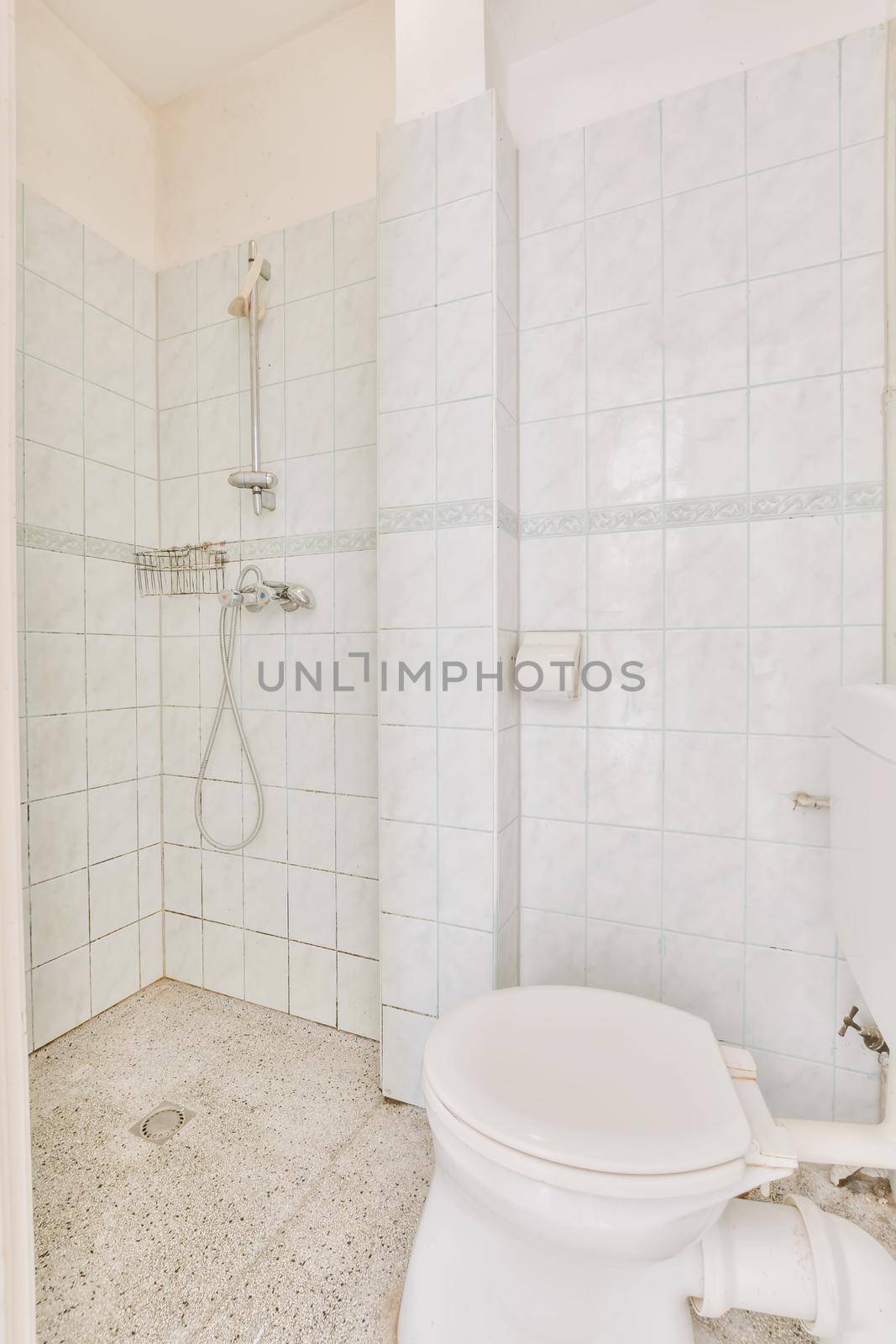 Interior of bathroom with toilet and shower