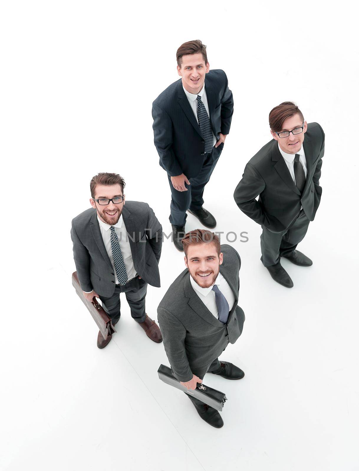 top view. a group of business partners .isolated on white