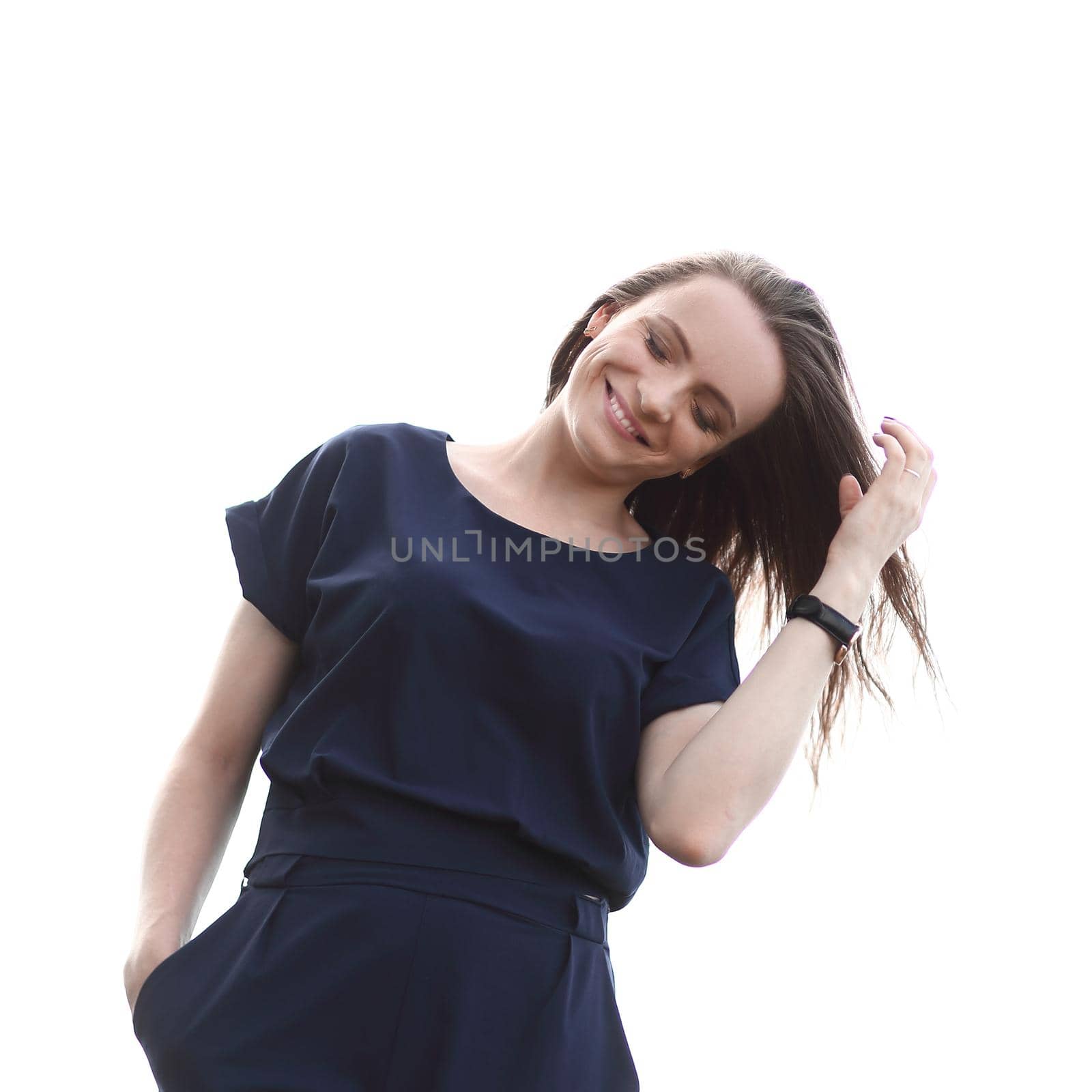 smiling young woman. with copy space