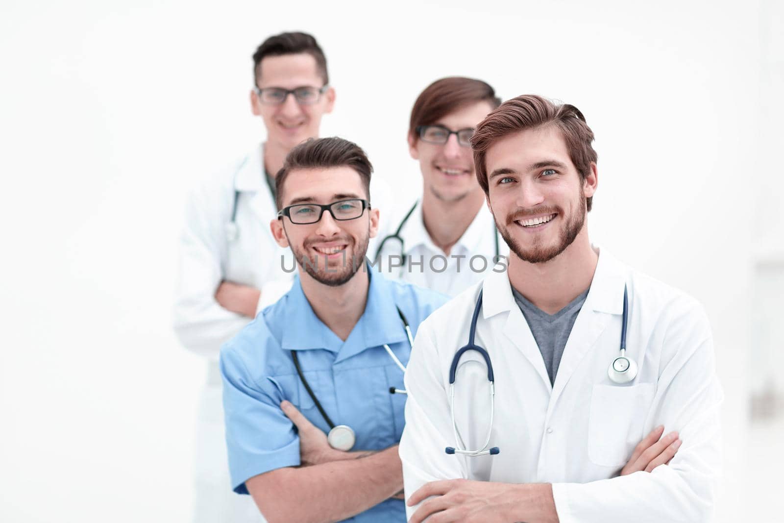 group of successful doctors .isolated on white by asdf