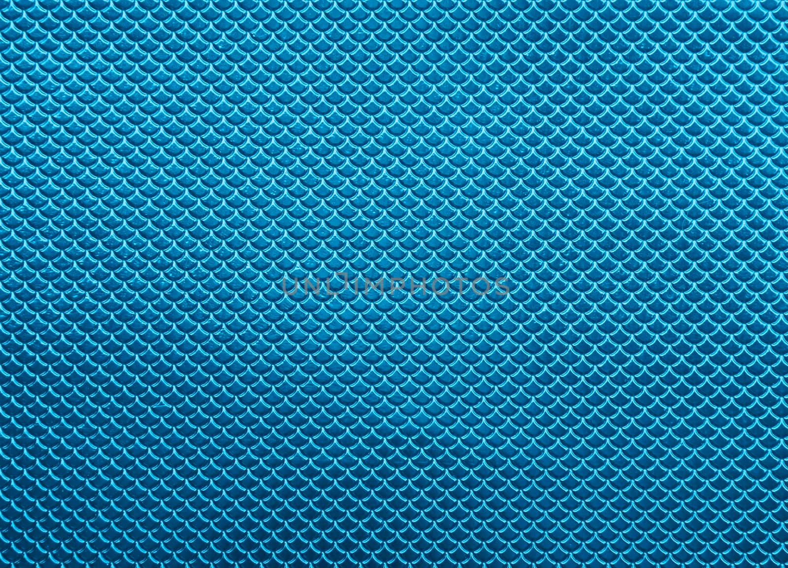 Abstract background of glossy shiny metallic vivid blue scale shape pattern