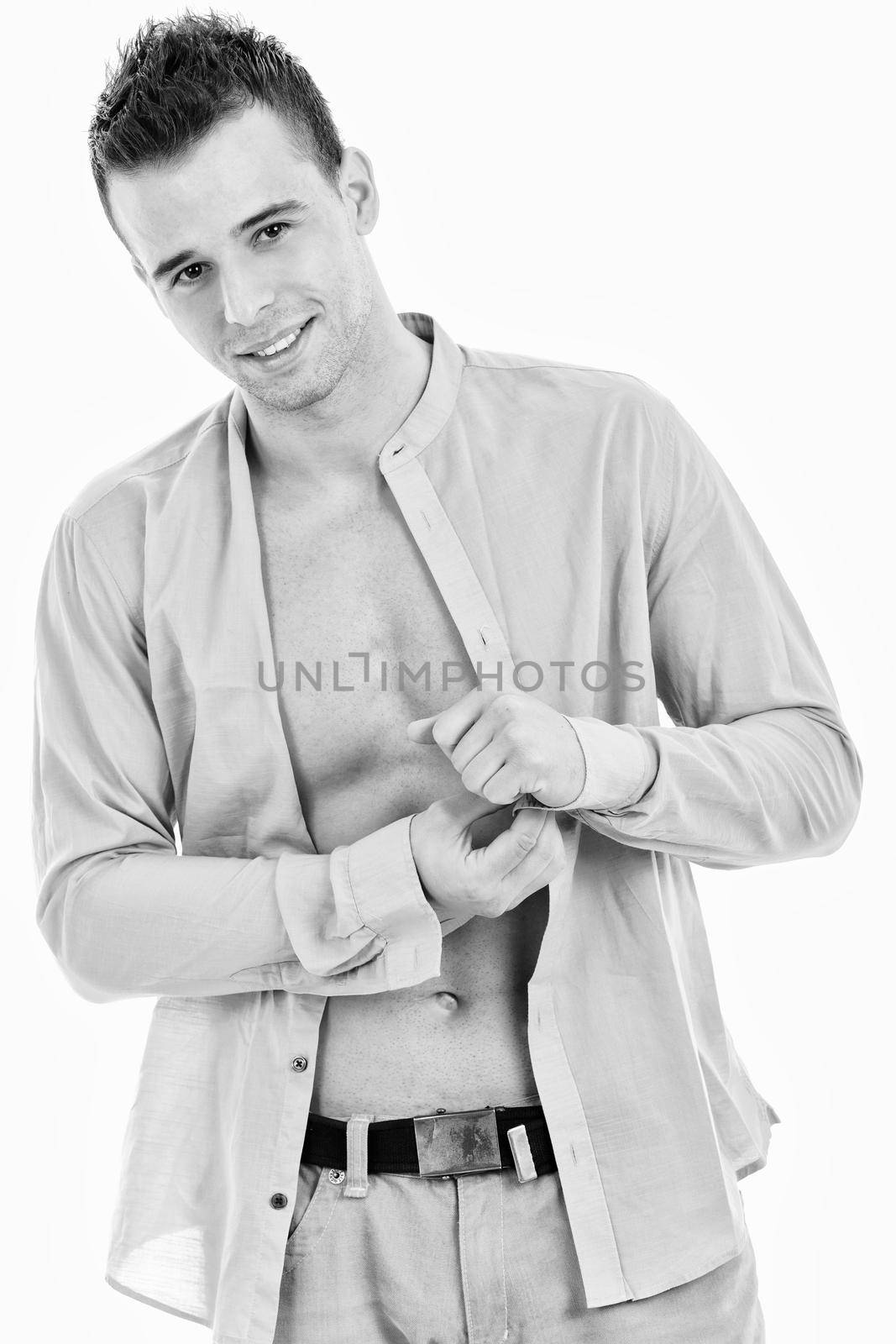 young man fashion isolated on white