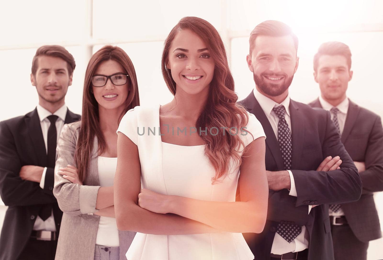 young business woman in front of the business team by asdf