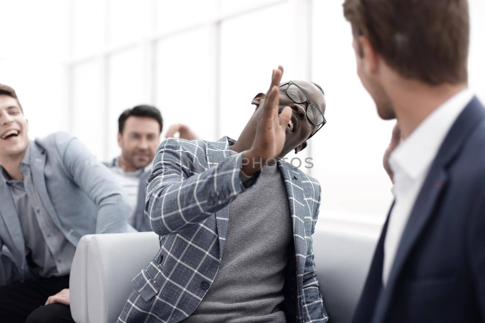 business colleagues make a welcome gesture with their fists. the concept of solidarity