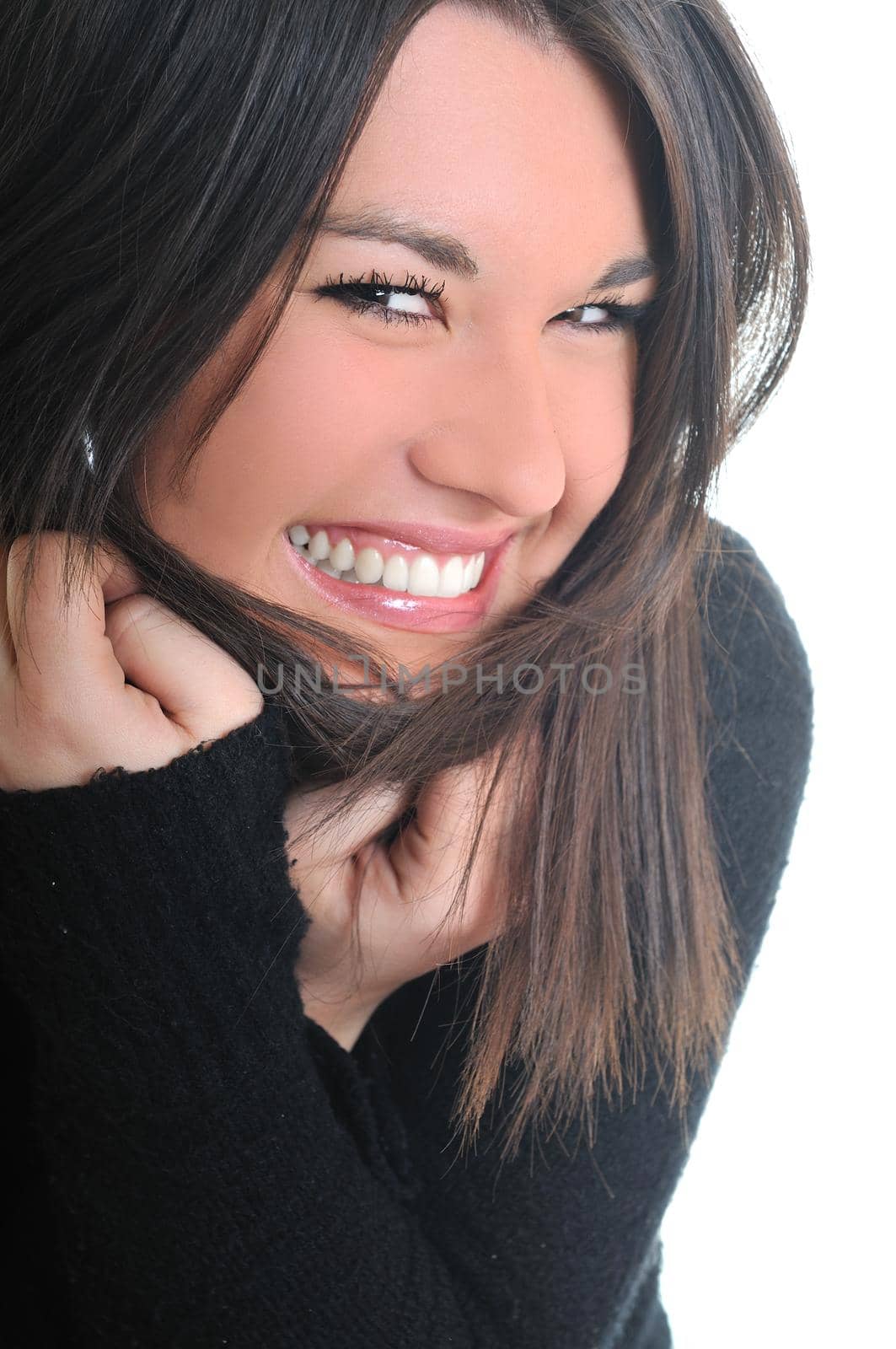 woman portrait isolated one happy smile face 