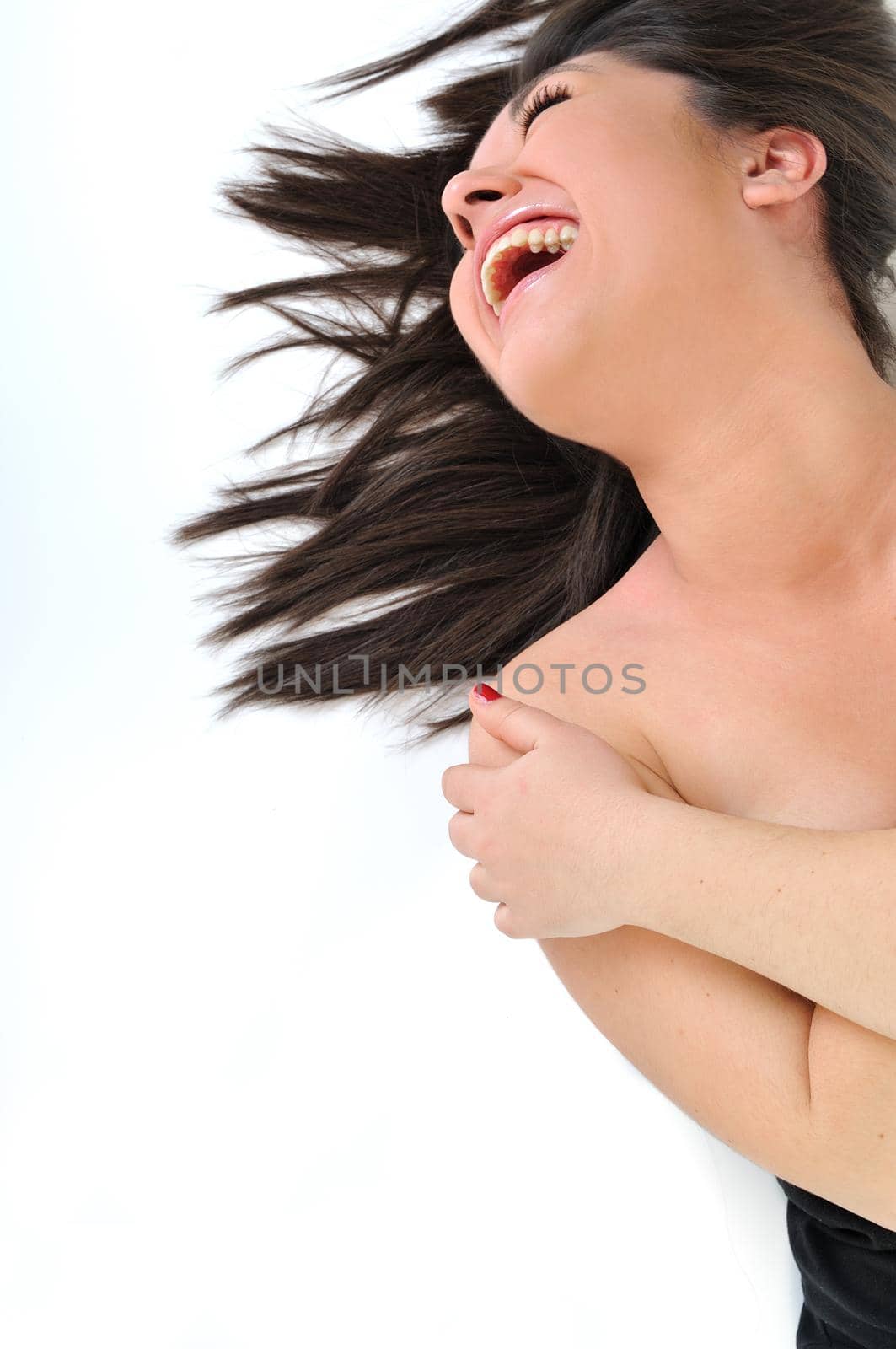 woman portrait isolated one happy smile face 