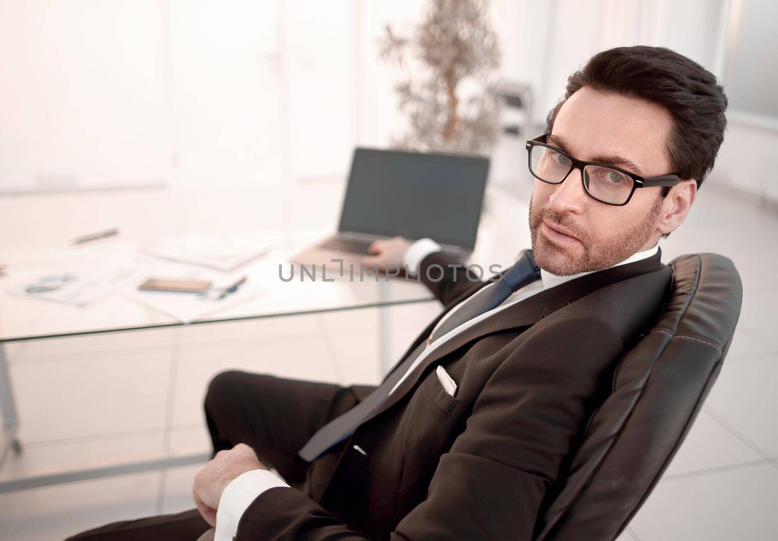 responsible businessman sitting at his Desk.business people