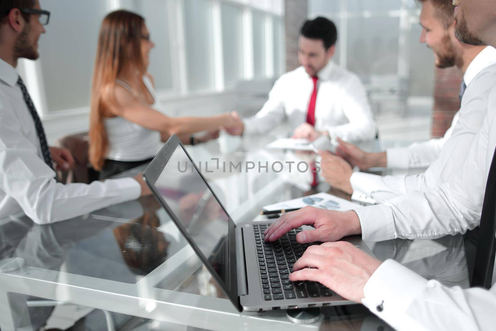 meeting business partners at the desktop.business concept