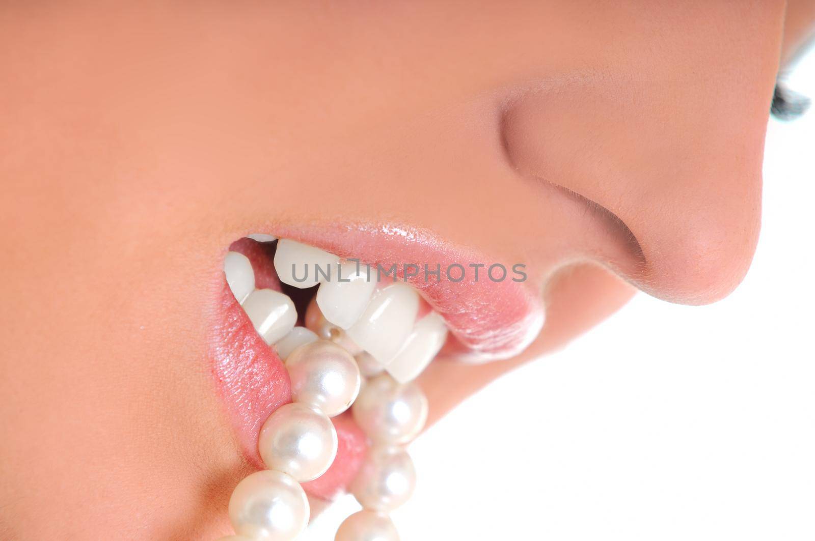 woman teeth pearl isolated lips mouth lipstick red white face