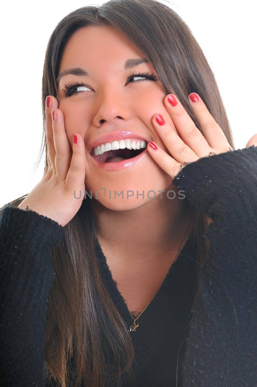 woman portrait isolated one happy smile face 