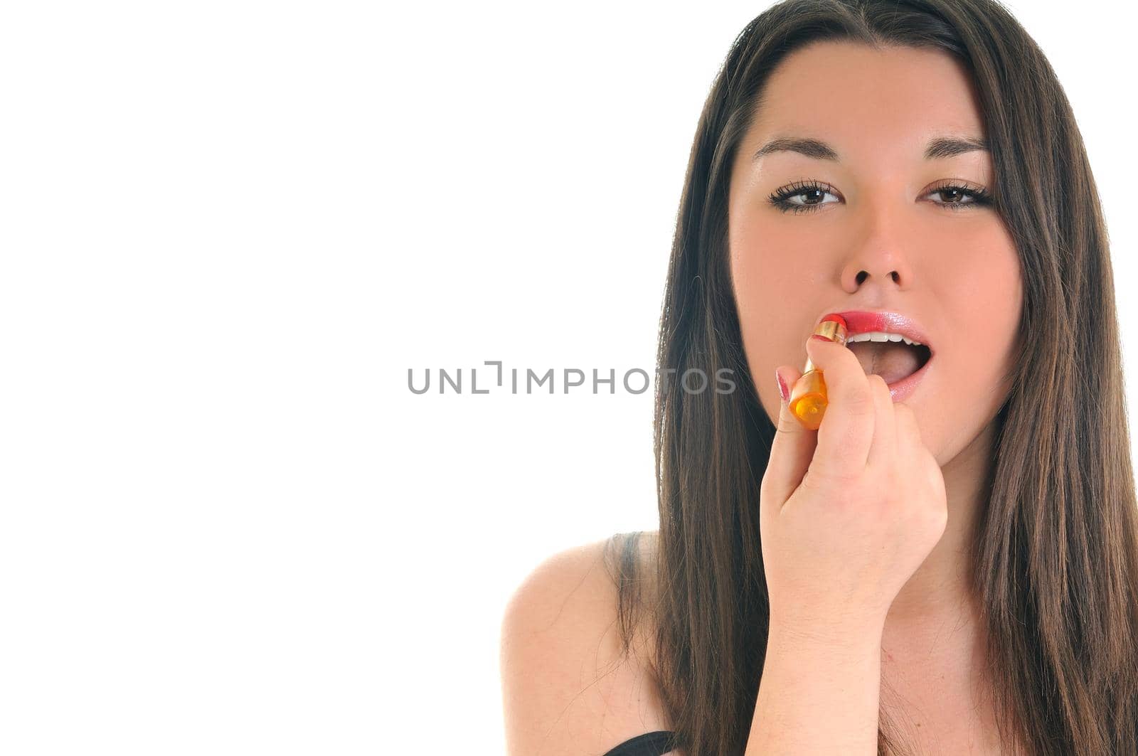 woman lipstick makeup face beauty fashion treatment