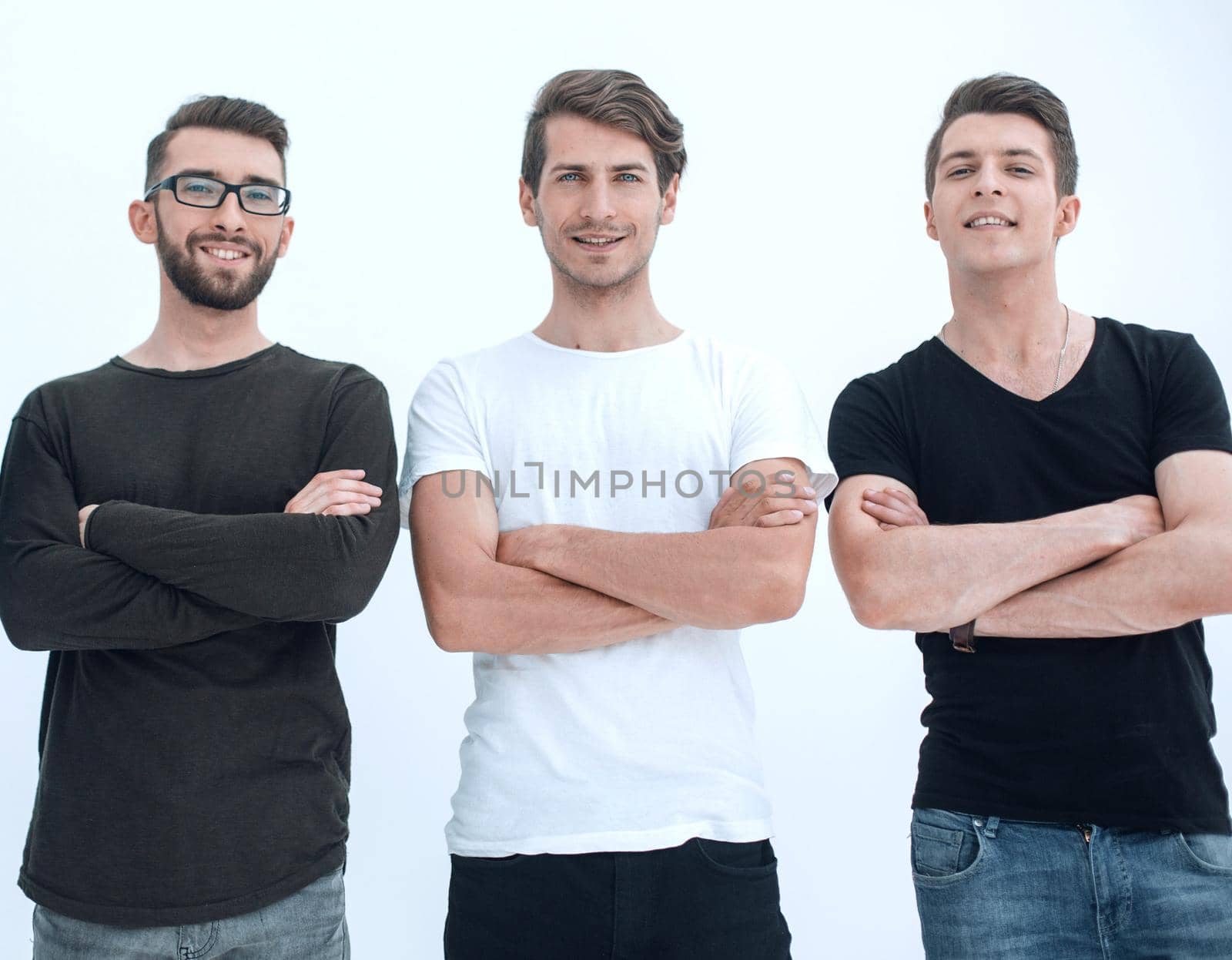 portrait of a group of modern young men .isolated on white