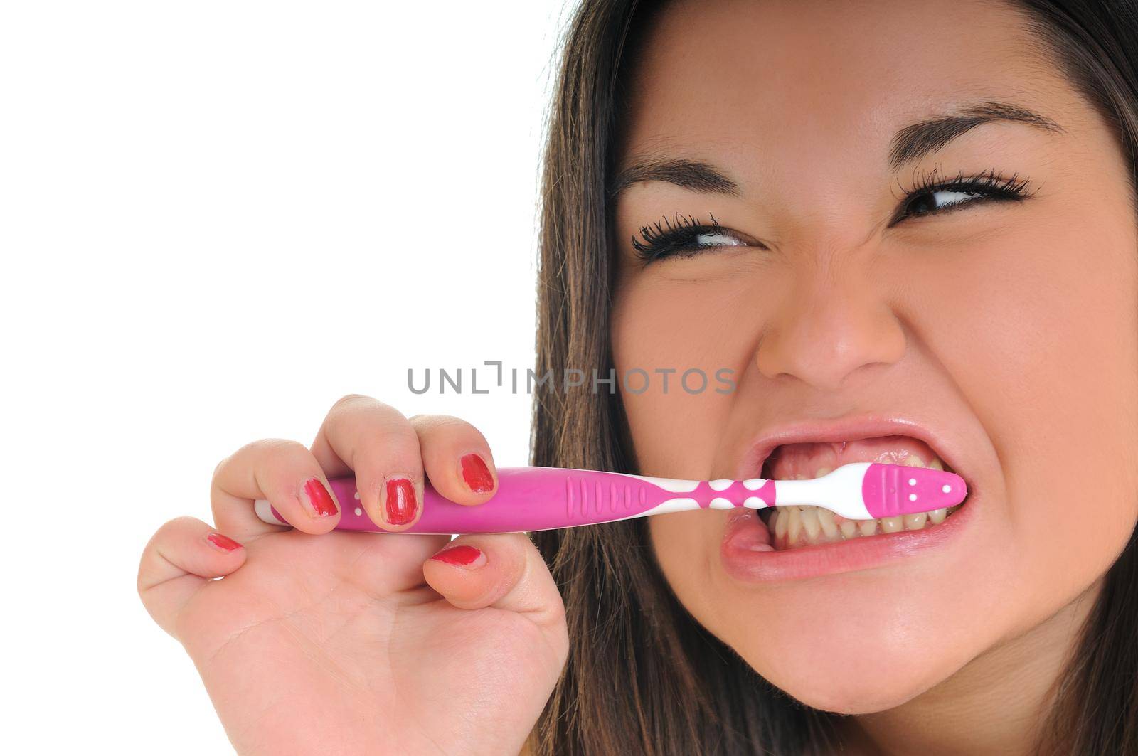 dental care concept with beautiful smilling young  woman and tooth brush