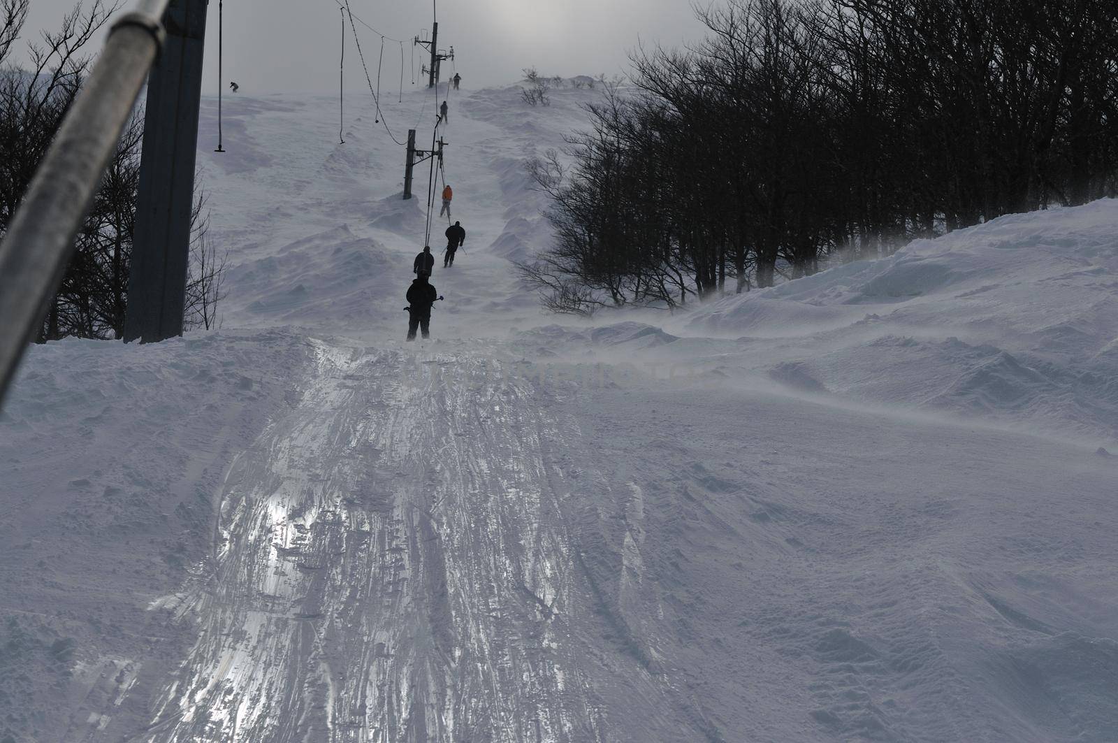 winter sport sky lift people relax