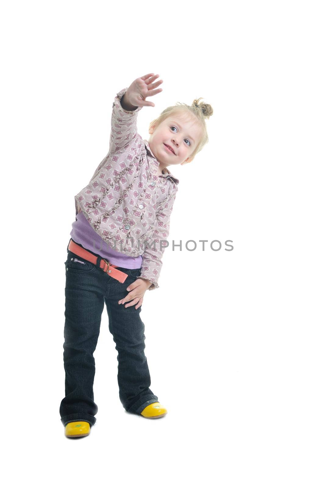 one happy   child isolated on white background