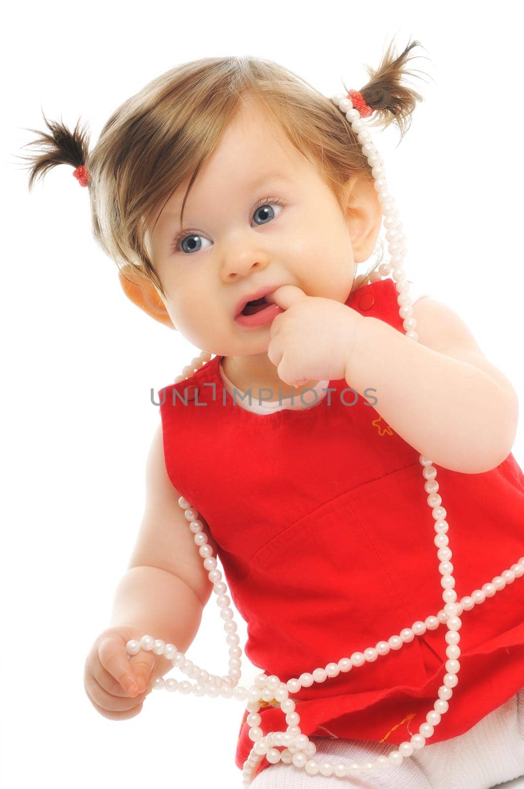 one happy  baby child isolated on white background