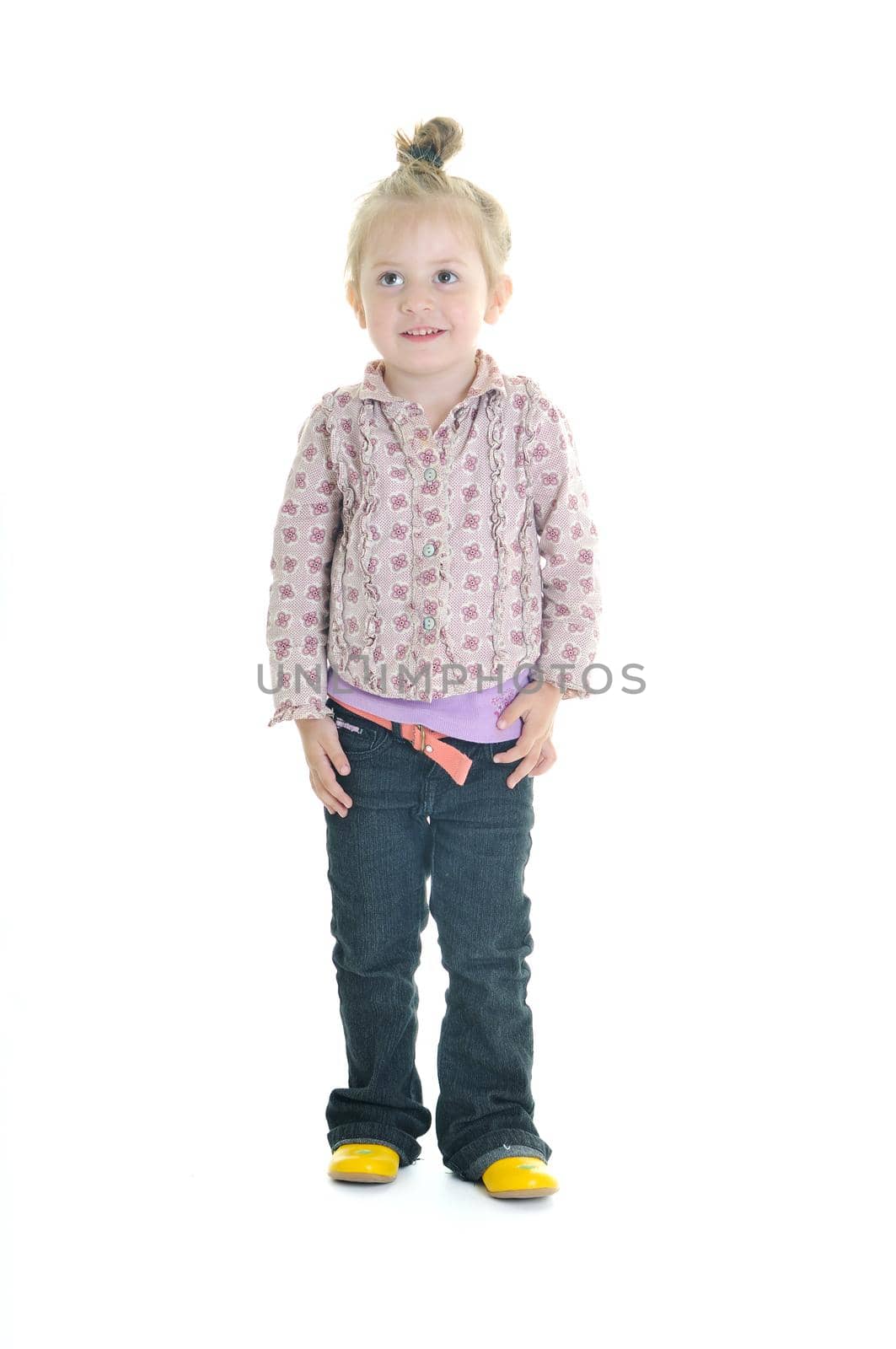 one happy   child isolated on white background