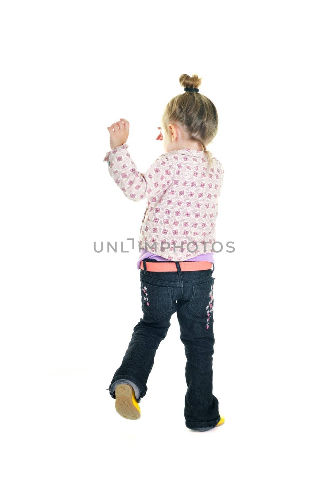 one happy   child isolated on white background