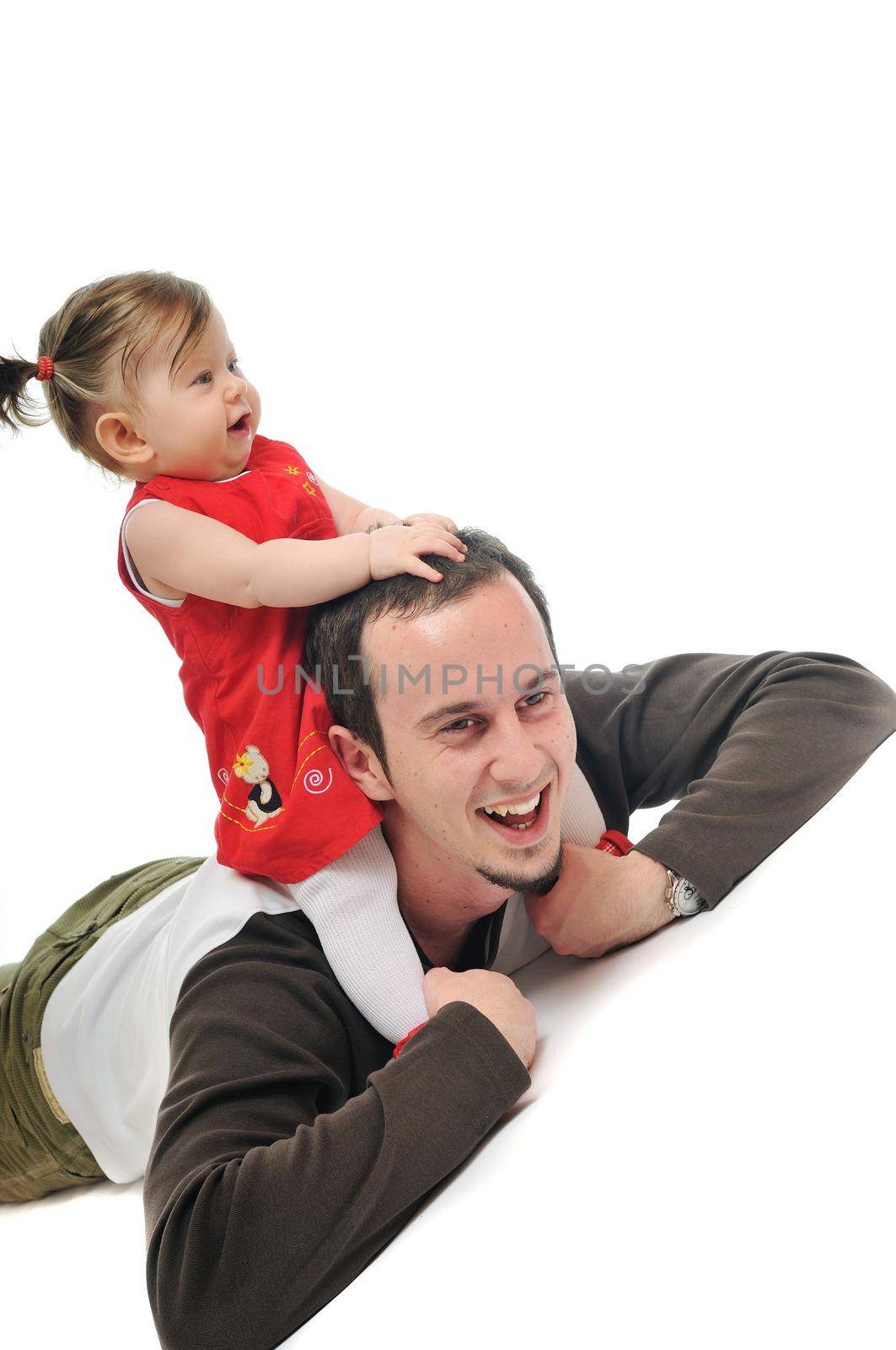 young father  play with beautiful daughter  by dotshock