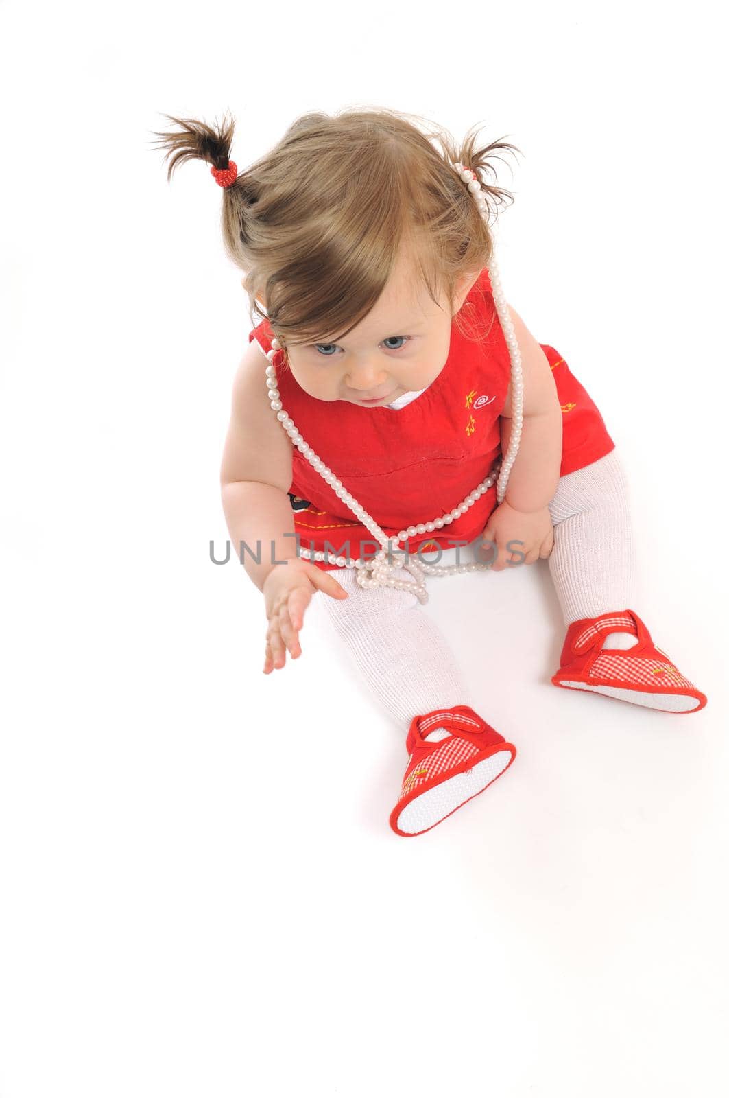 one happy  baby child isolated on white background