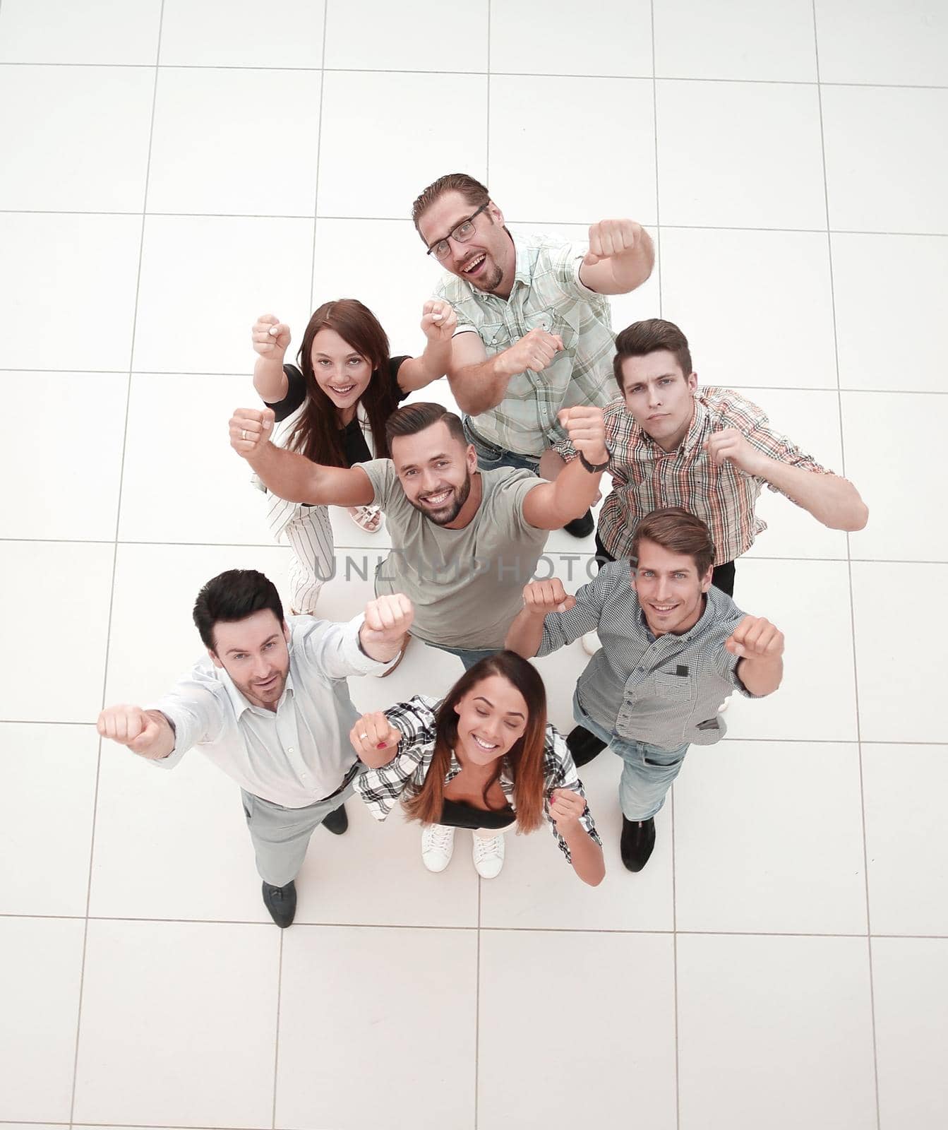 top view. the business team shows its success by asdf